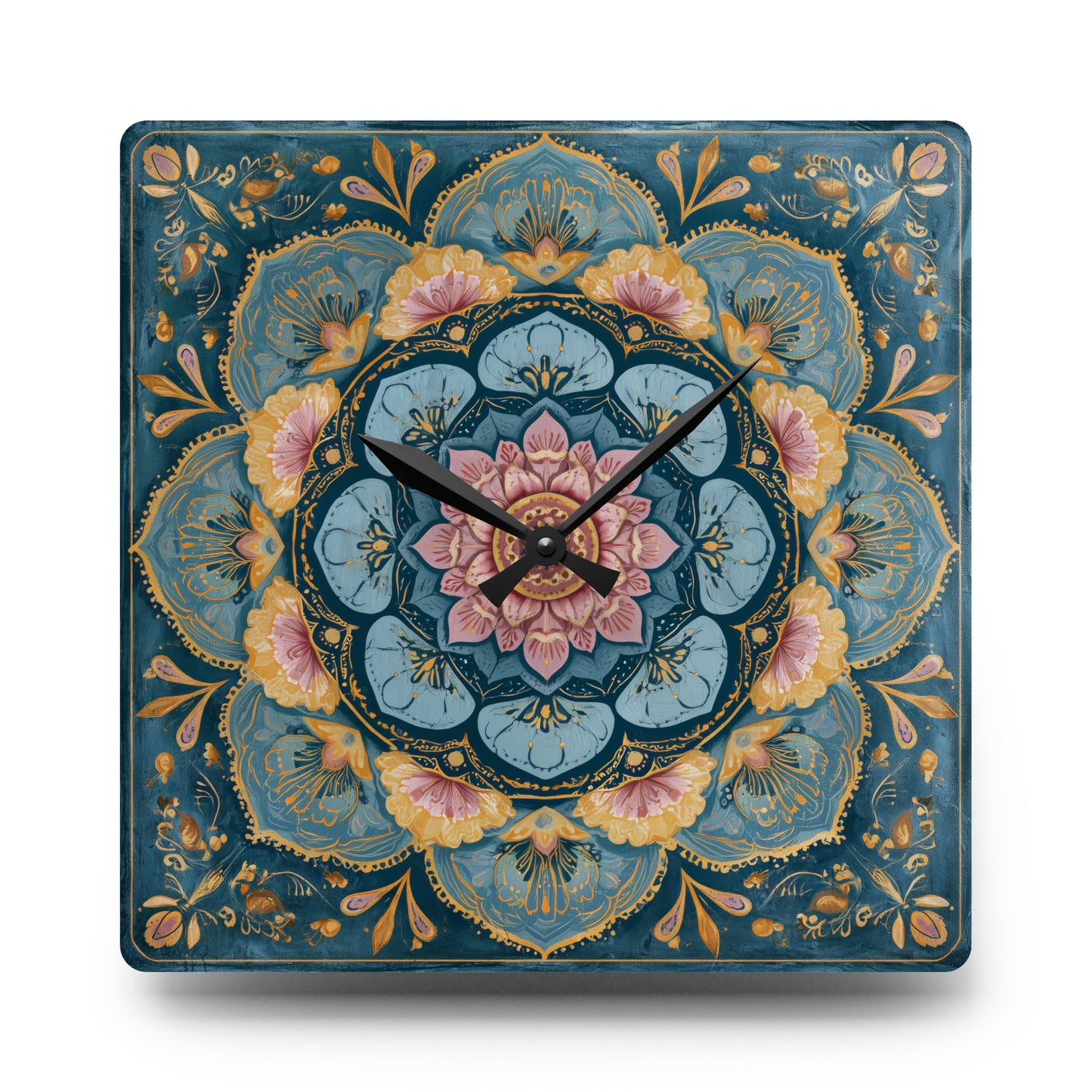 Mandala Floral Acrylic Wall Clock — Boho Decorative Home Clock