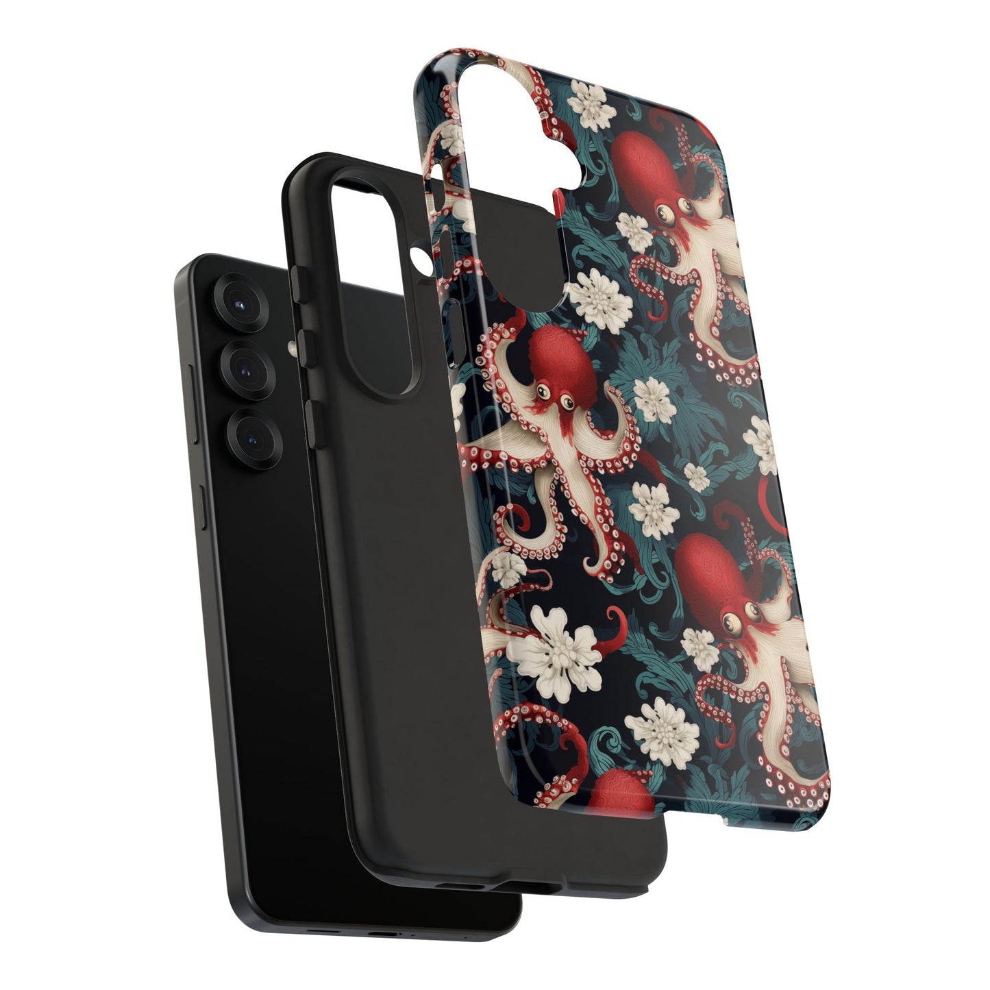 Octopus Floral Phone Case | Japanese Style Marine Pattern Protective Case