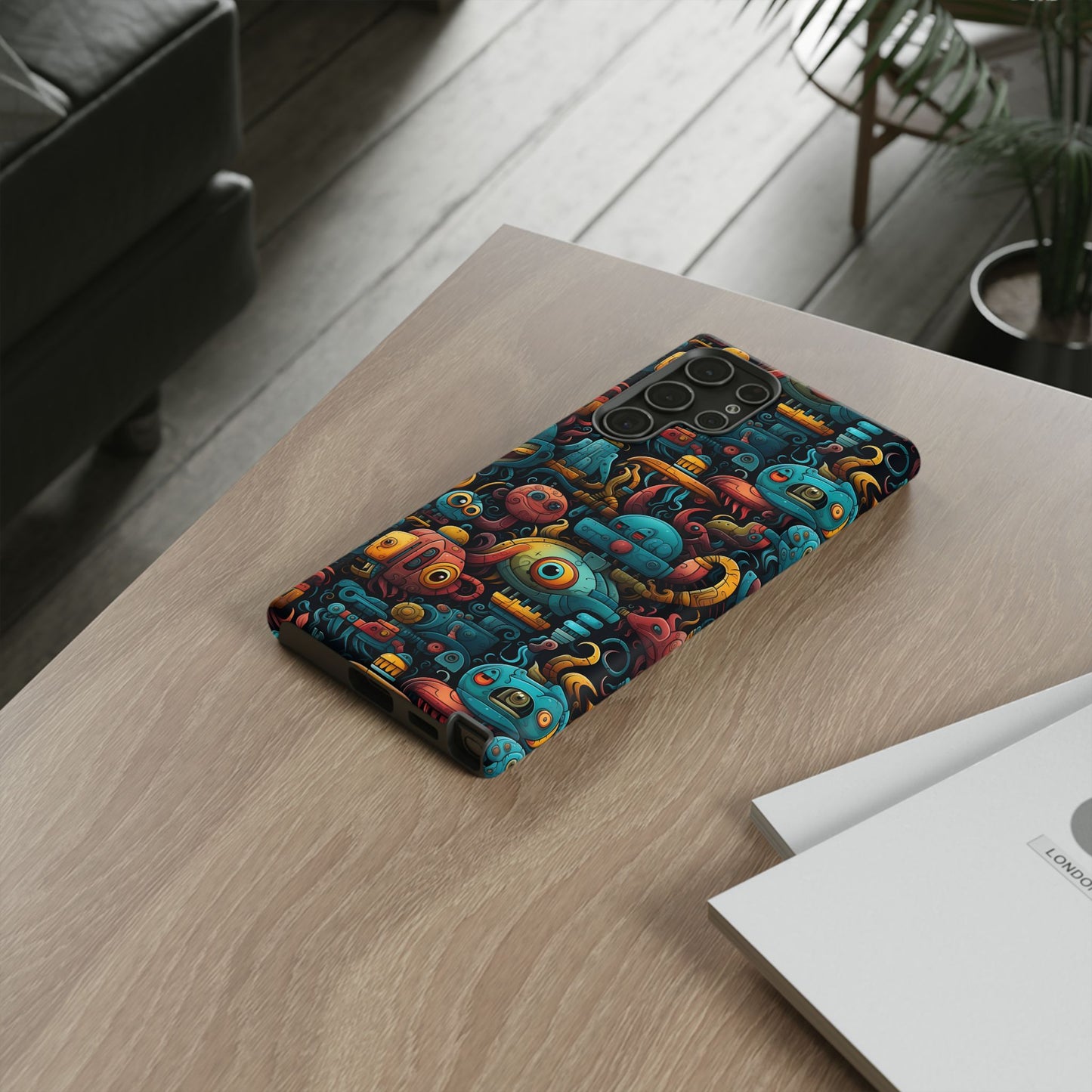 Whimsical Robots Tough Phone Case – Fantastical Mechanical Creatures Design for iPhone, Samsung Galaxy & Google Pixel