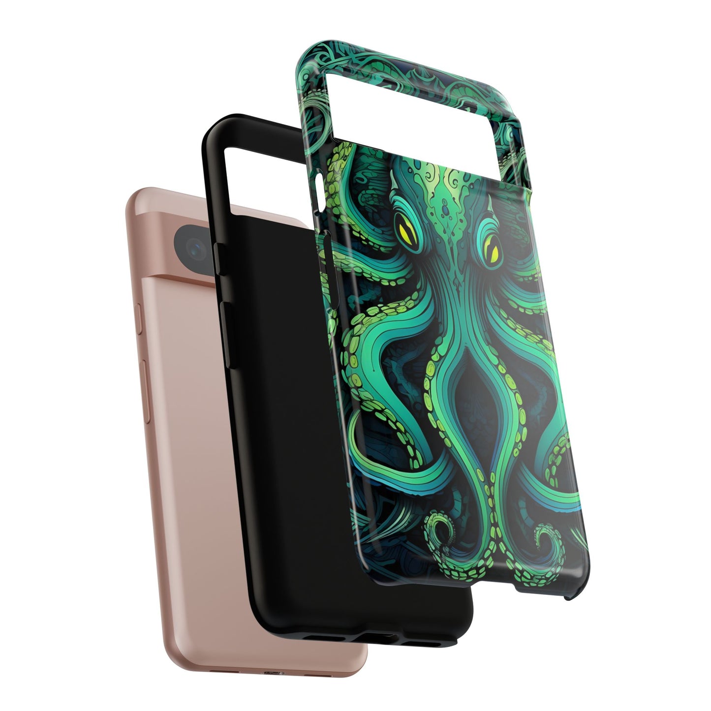 Vibrant Teal Octopus Tough Phone Case: Mandala-Inspired Art for iPhone, Samsung Galaxy & Google Pixel - Cracken Painting