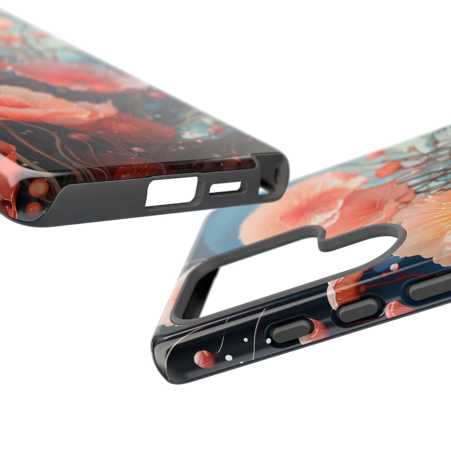 Blooming Poppies Tough Phone Case – Underwater Nocturnal Floral Design for iPhone, Samsung Galaxy & Google Pixel