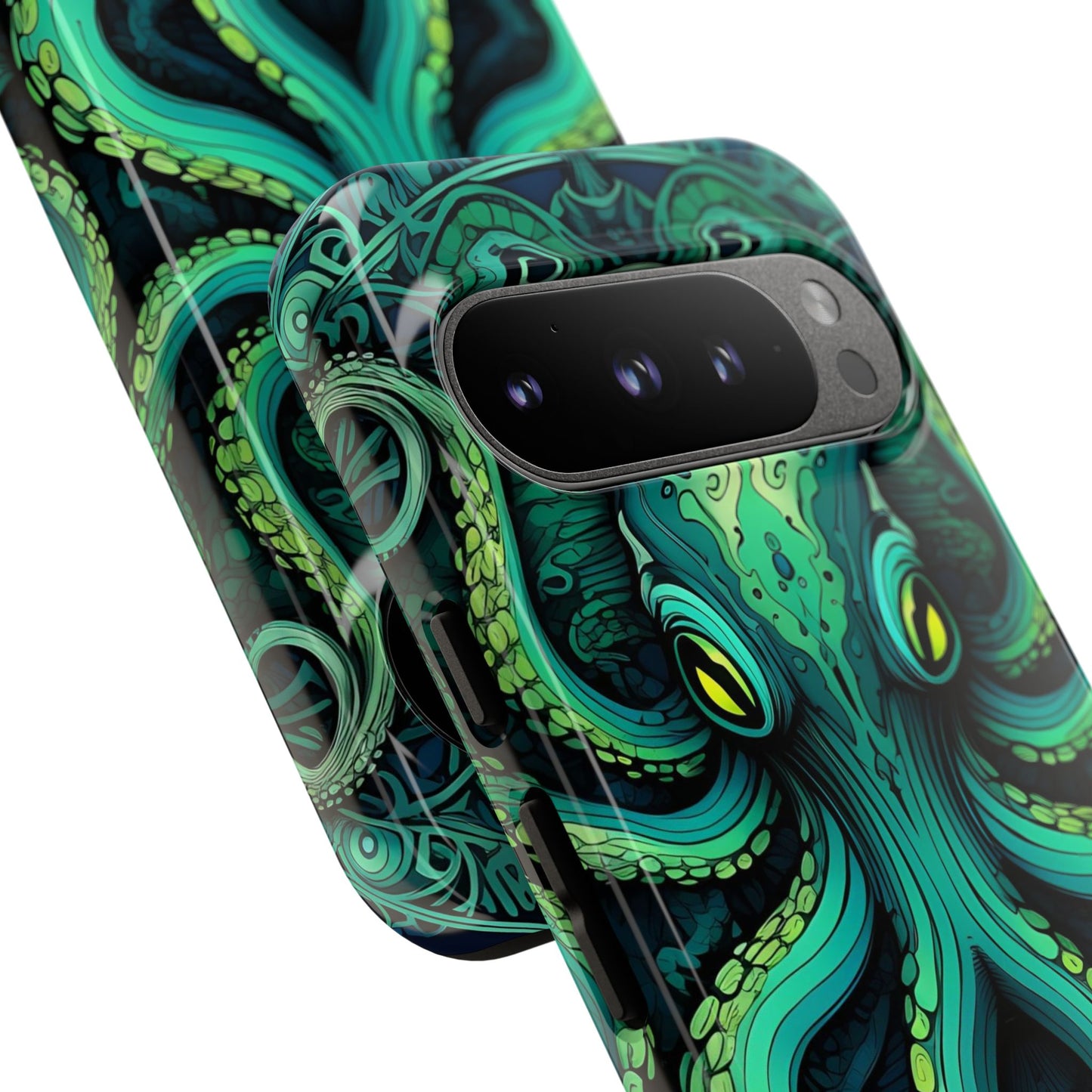Vibrant Teal Octopus Tough Phone Case: Mandala-Inspired Art for iPhone, Samsung Galaxy & Google Pixel - Cracken Painting