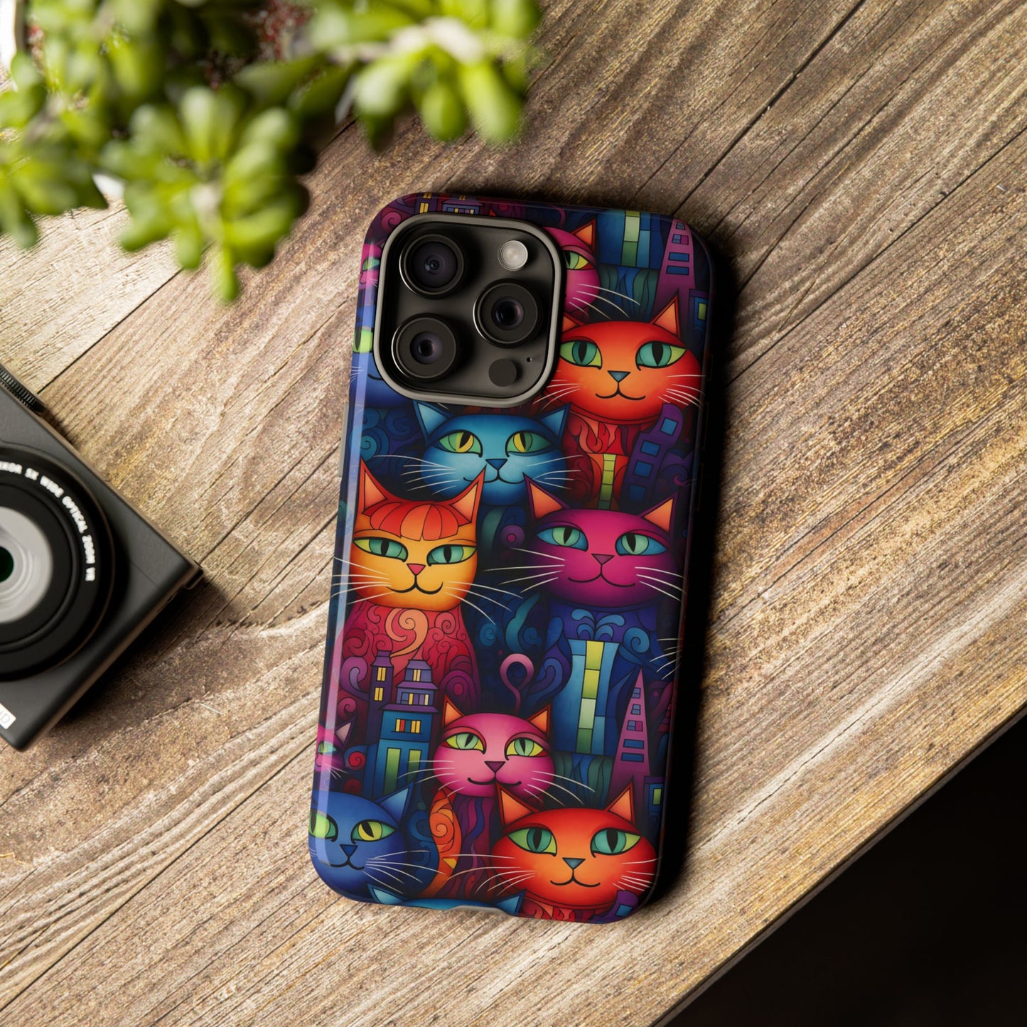 Cat-opolis Tough Phone Case: Fantastical Feline City Scape Mobile Phone Protection for iPhone, Samsung Galaxy & Google Pixel Whimsical Art