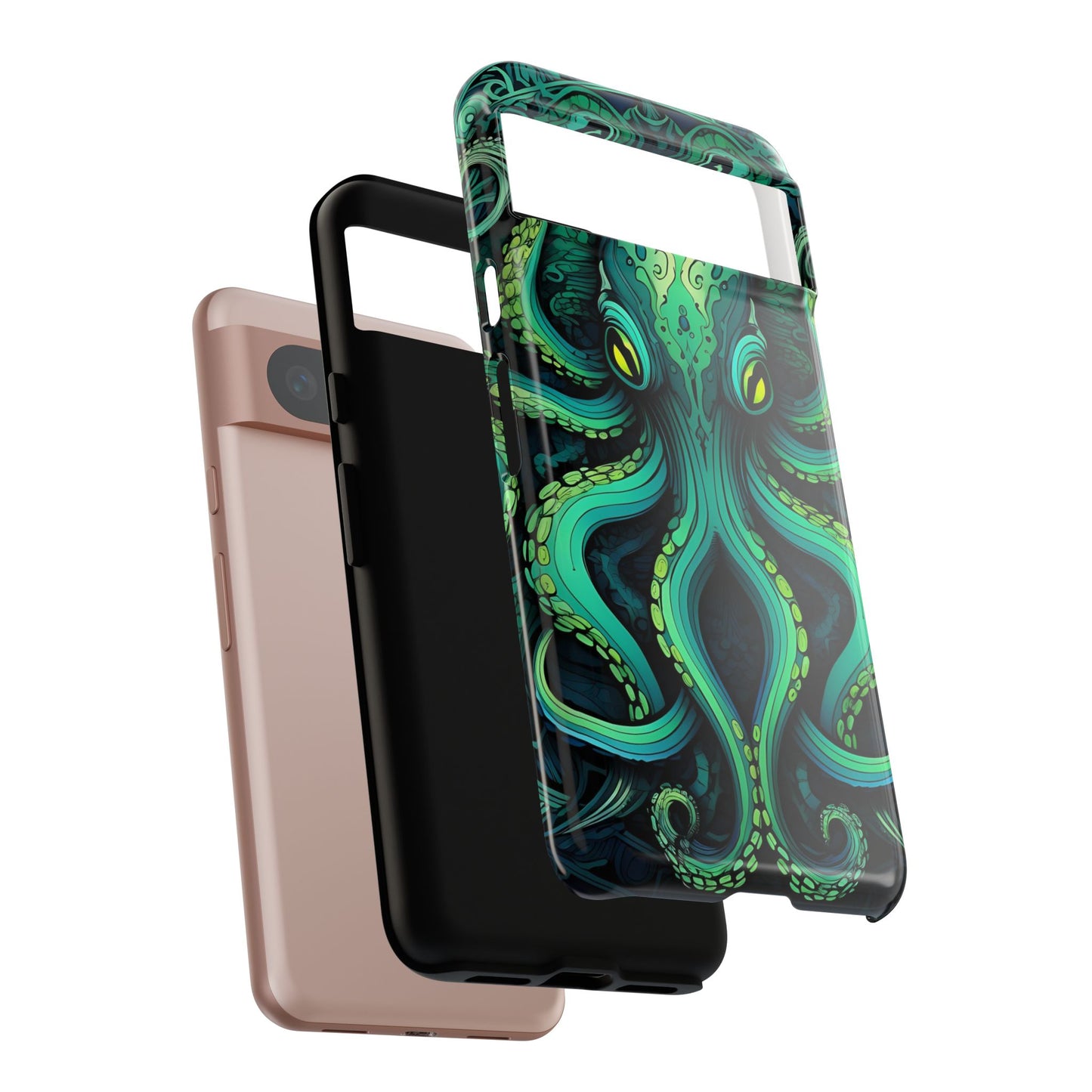 Vibrant Teal Octopus Tough Phone Case: Mandala-Inspired Art for iPhone, Samsung Galaxy & Google Pixel - Cracken Painting