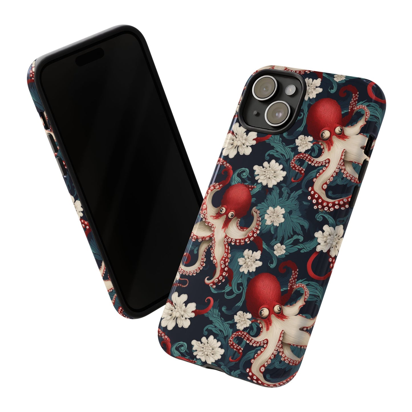 Octopus Floral Phone Case | Japanese Style Marine Pattern Protective Case