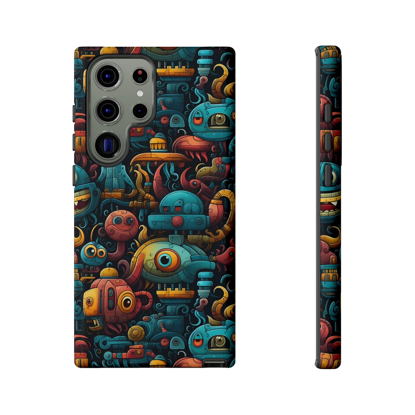 Whimsical Robots Tough Phone Case – Fantastical Mechanical Creatures Design for iPhone, Samsung Galaxy & Google Pixel