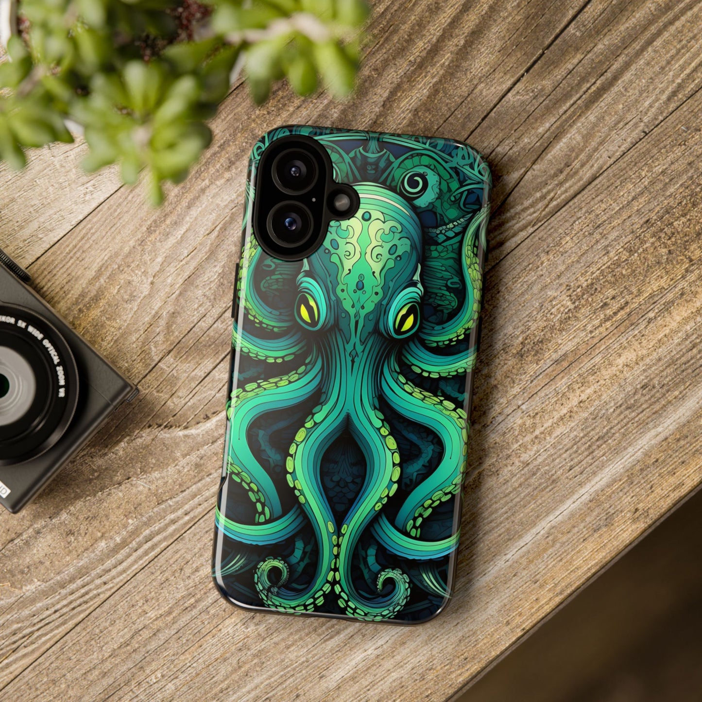 Vibrant Teal Octopus Tough Phone Case: Mandala-Inspired Art for iPhone, Samsung Galaxy & Google Pixel - Cracken Painting