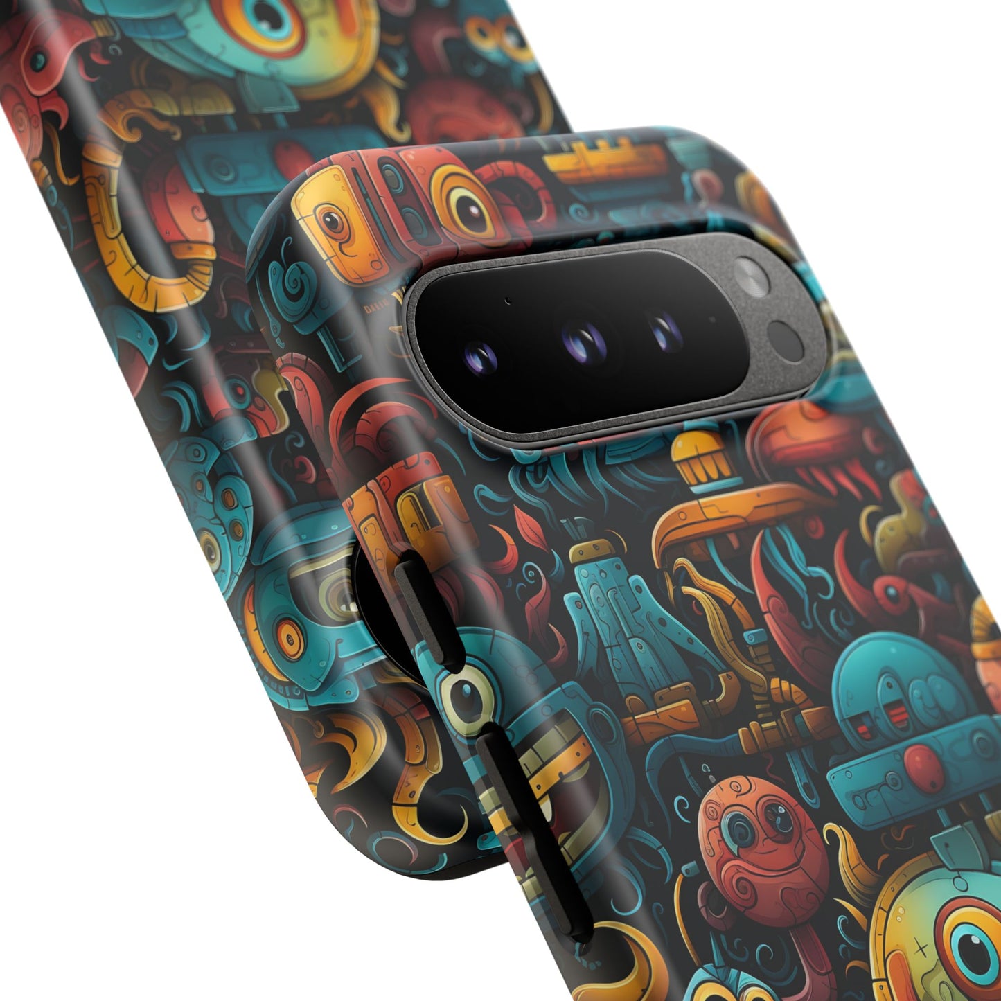 Whimsical Robots Tough Phone Case – Fantastical Mechanical Creatures Design for iPhone, Samsung Galaxy & Google Pixel