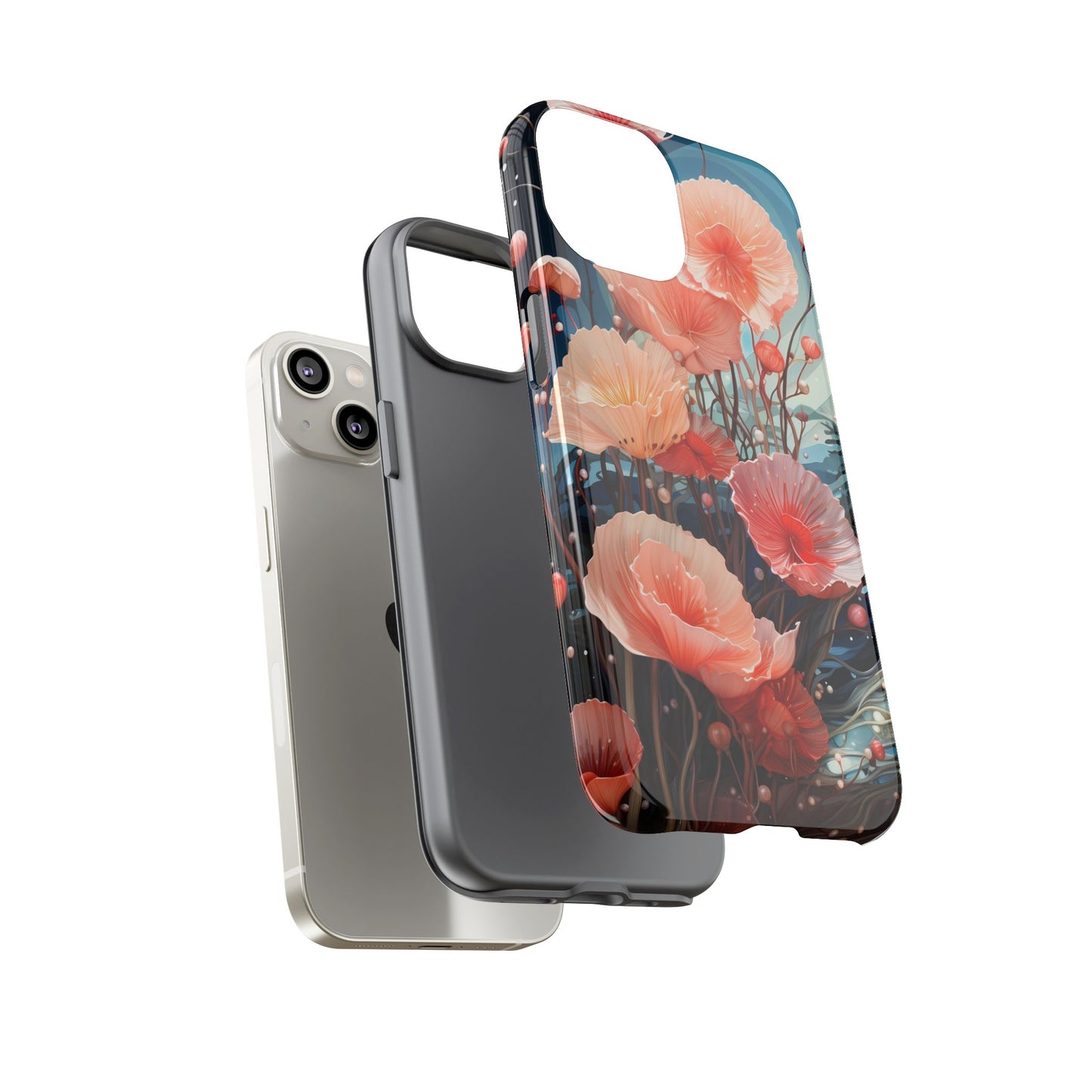 Blooming Poppies Tough Phone Case – Underwater Nocturnal Floral Design for iPhone, Samsung Galaxy & Google Pixel