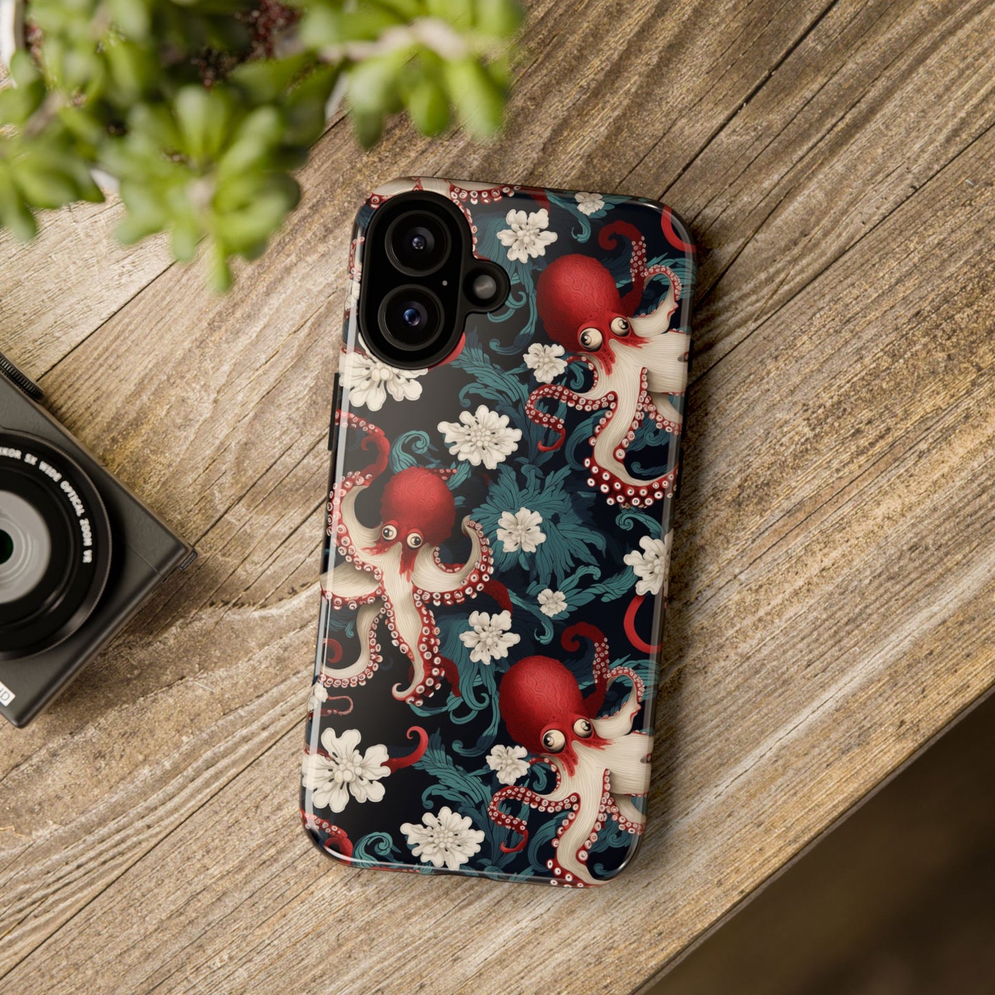 Octopus Floral Phone Case | Japanese Style Marine Pattern Protective Case