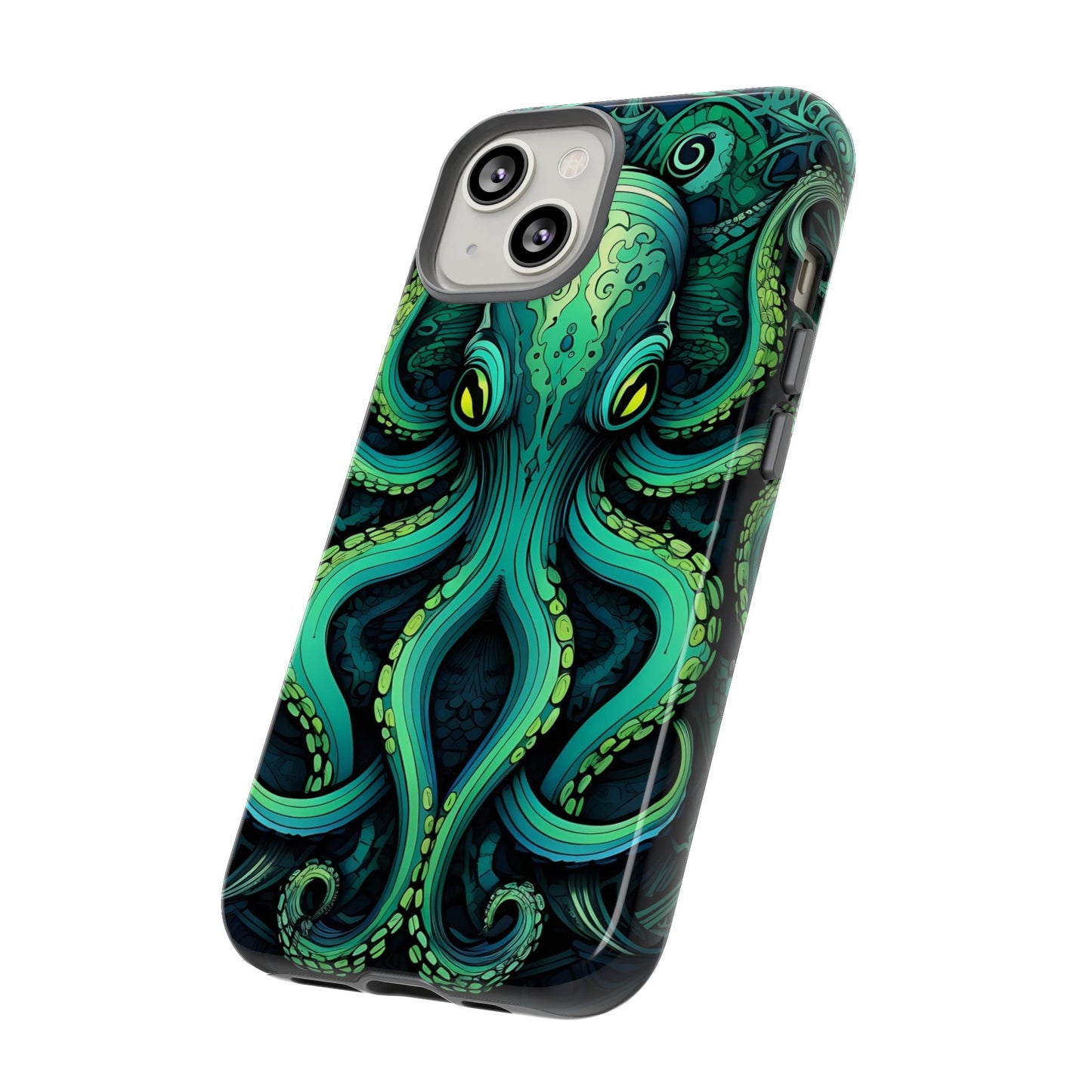 Vibrant Teal Octopus Tough Phone Case: Mandala-Inspired Art for iPhone, Samsung Galaxy & Google Pixel - Cracken Painting