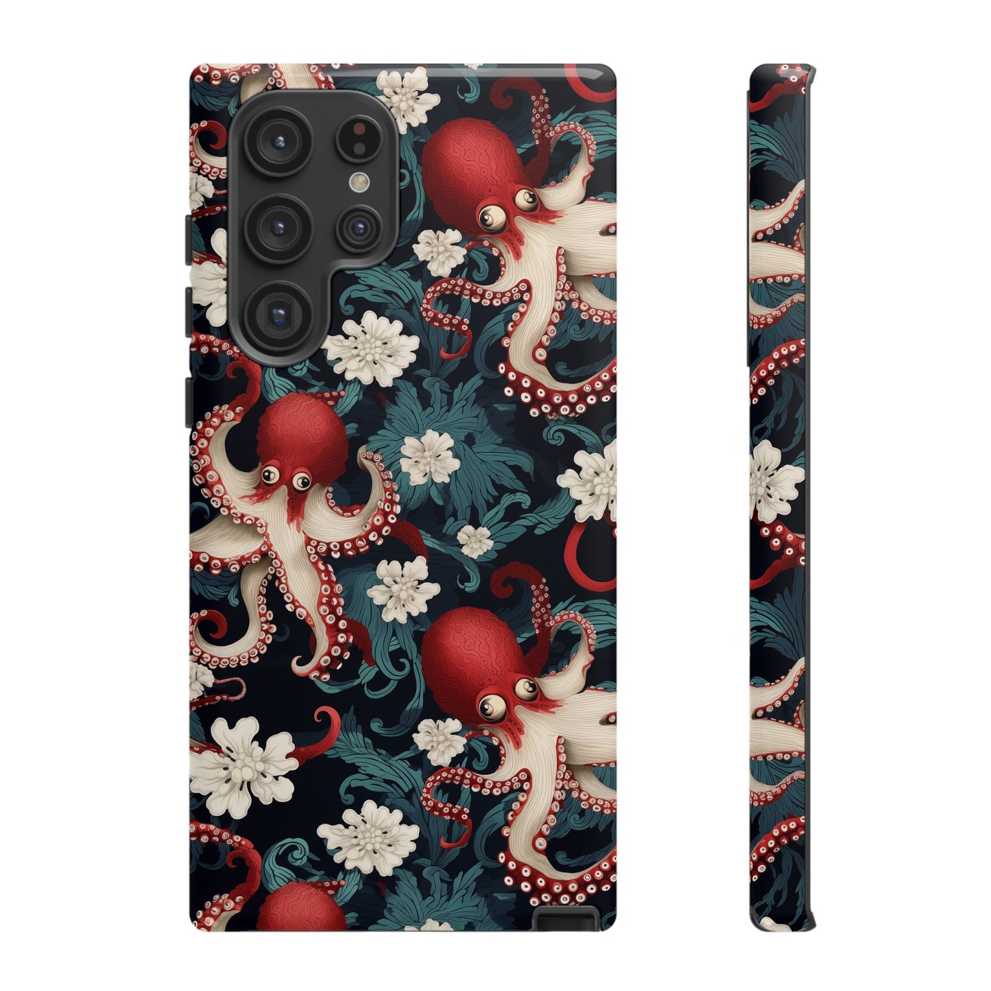 Octopus Floral Phone Case | Japanese Style Marine Pattern Protective Case