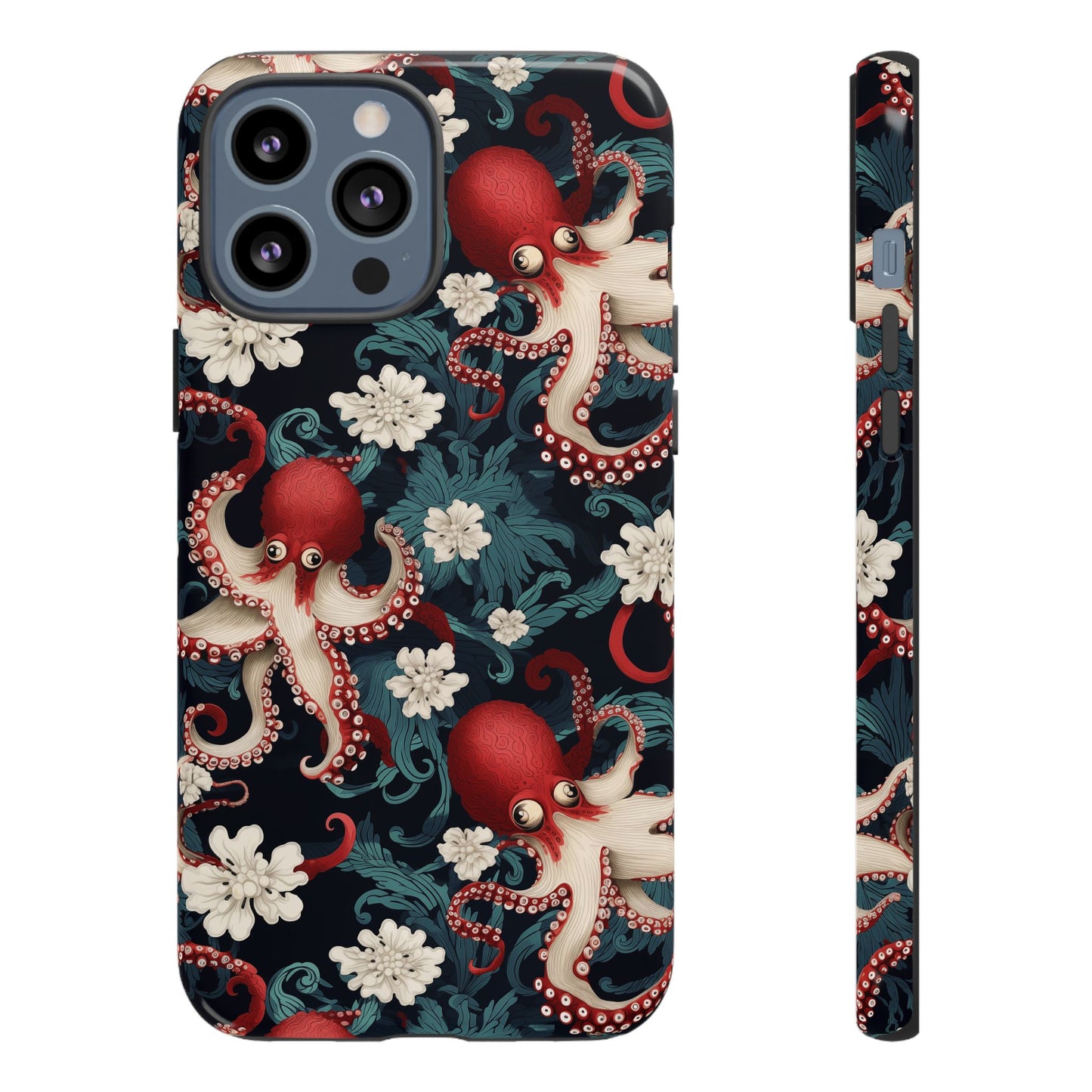 Octopus Floral Phone Case | Japanese Style Marine Pattern Protective Case