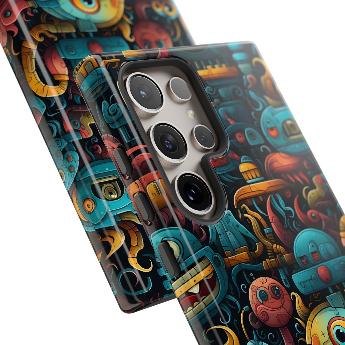 Whimsical Robots Tough Phone Case – Fantastical Mechanical Creatures Design for iPhone, Samsung Galaxy & Google Pixel