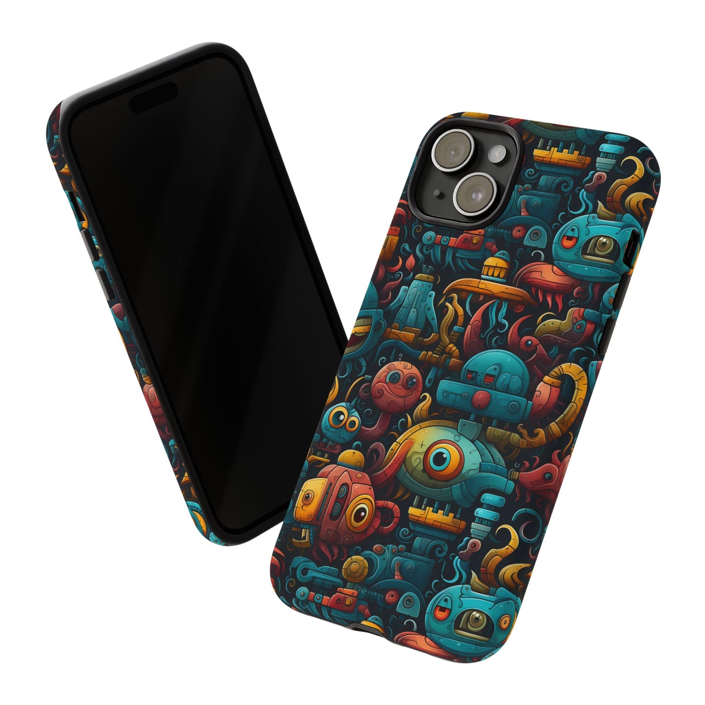 Whimsical Robots Tough Phone Case – Fantastical Mechanical Creatures Design for iPhone, Samsung Galaxy & Google Pixel
