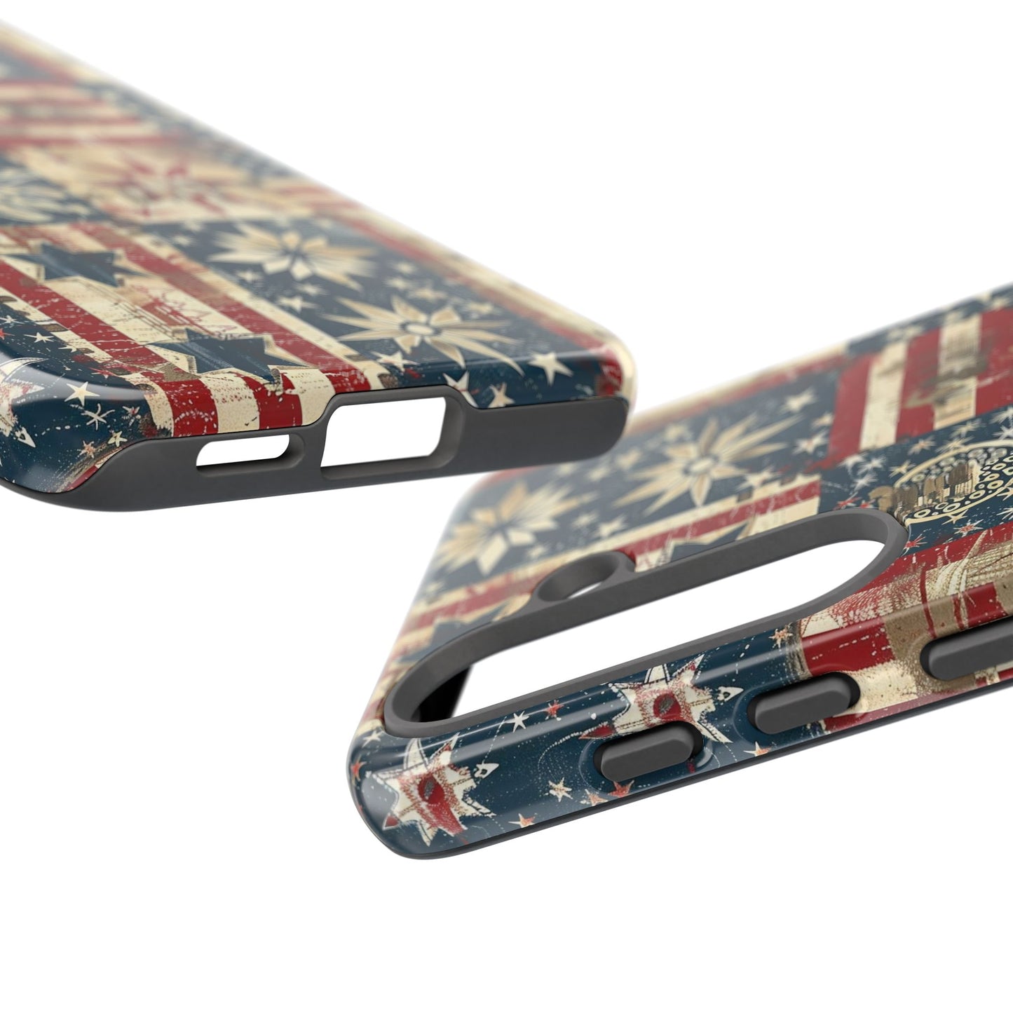 Patriotic Patchwork Phone Case — Vintage American Flag Stars & Quilted Design