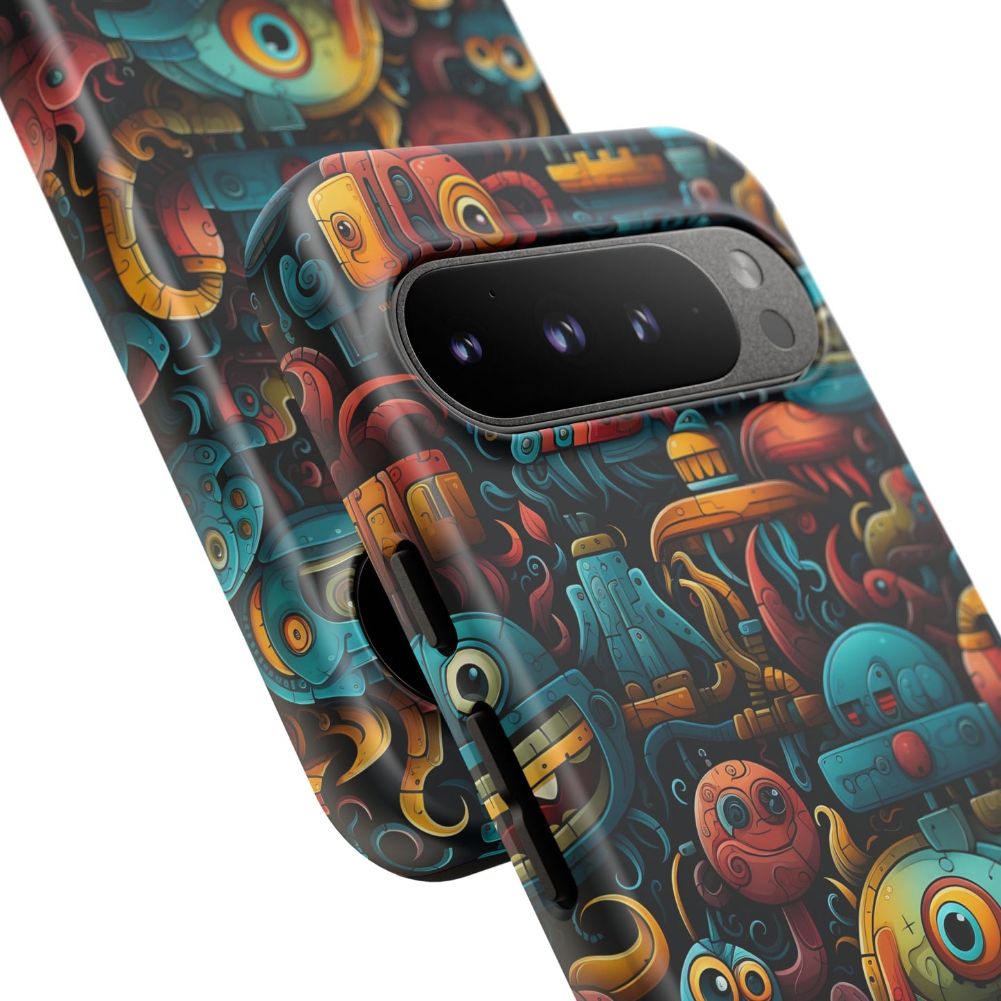 Whimsical Robots Tough Phone Case – Fantastical Mechanical Creatures Design for iPhone, Samsung Galaxy & Google Pixel
