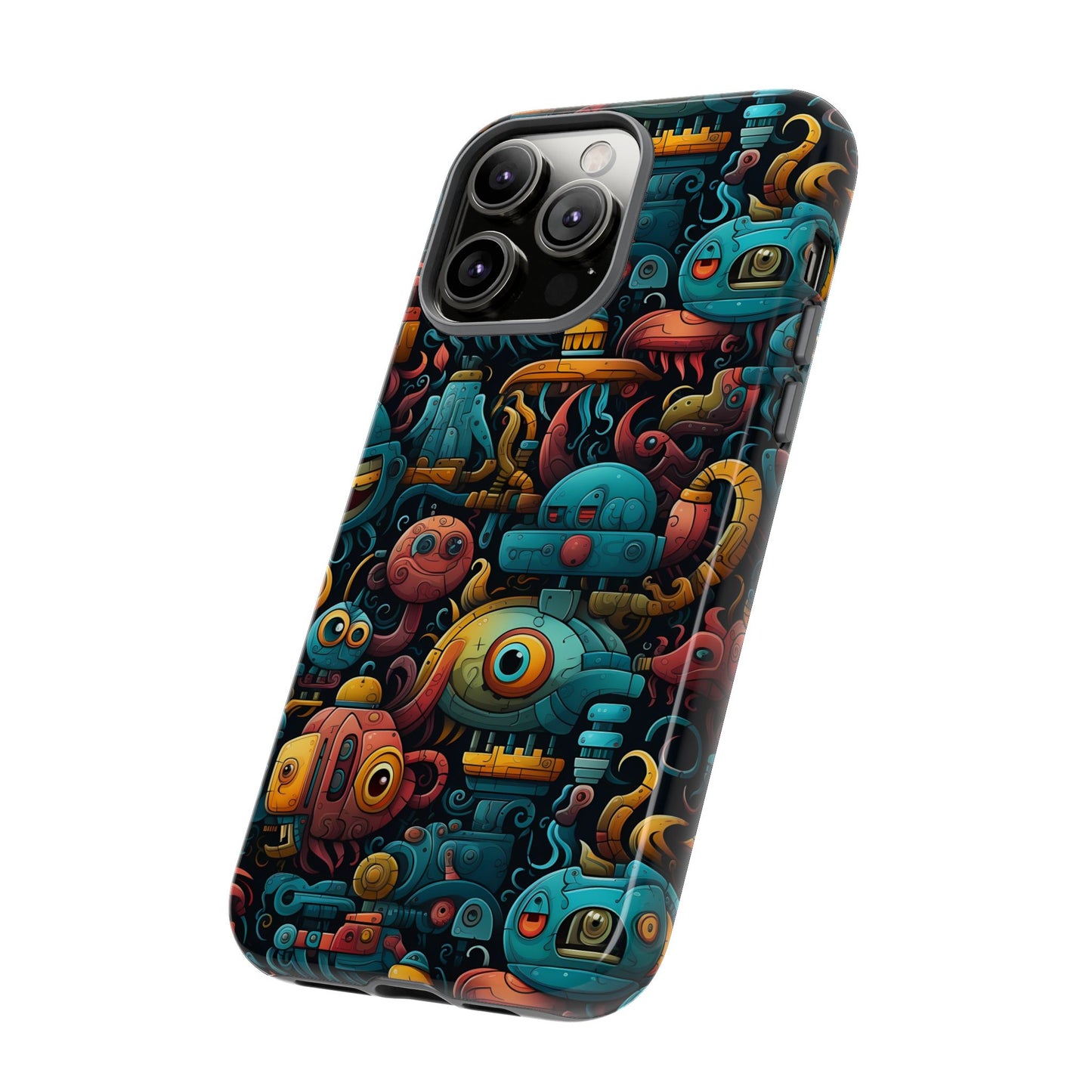 Whimsical Robots Tough Phone Case – Fantastical Mechanical Creatures Design for iPhone, Samsung Galaxy & Google Pixel