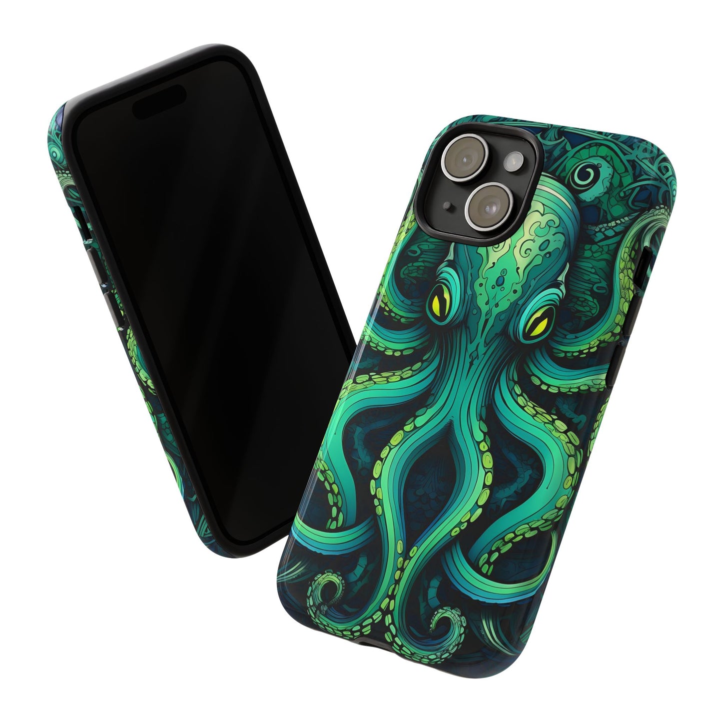 Vibrant Teal Octopus Tough Phone Case: Mandala-Inspired Art for iPhone, Samsung Galaxy & Google Pixel - Cracken Painting