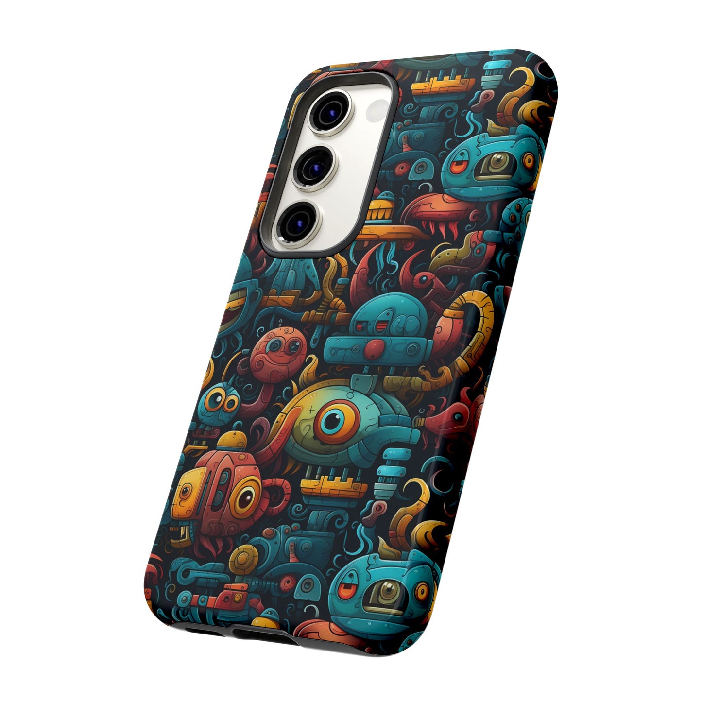 Whimsical Robots Tough Phone Case – Fantastical Mechanical Creatures Design for iPhone, Samsung Galaxy & Google Pixel