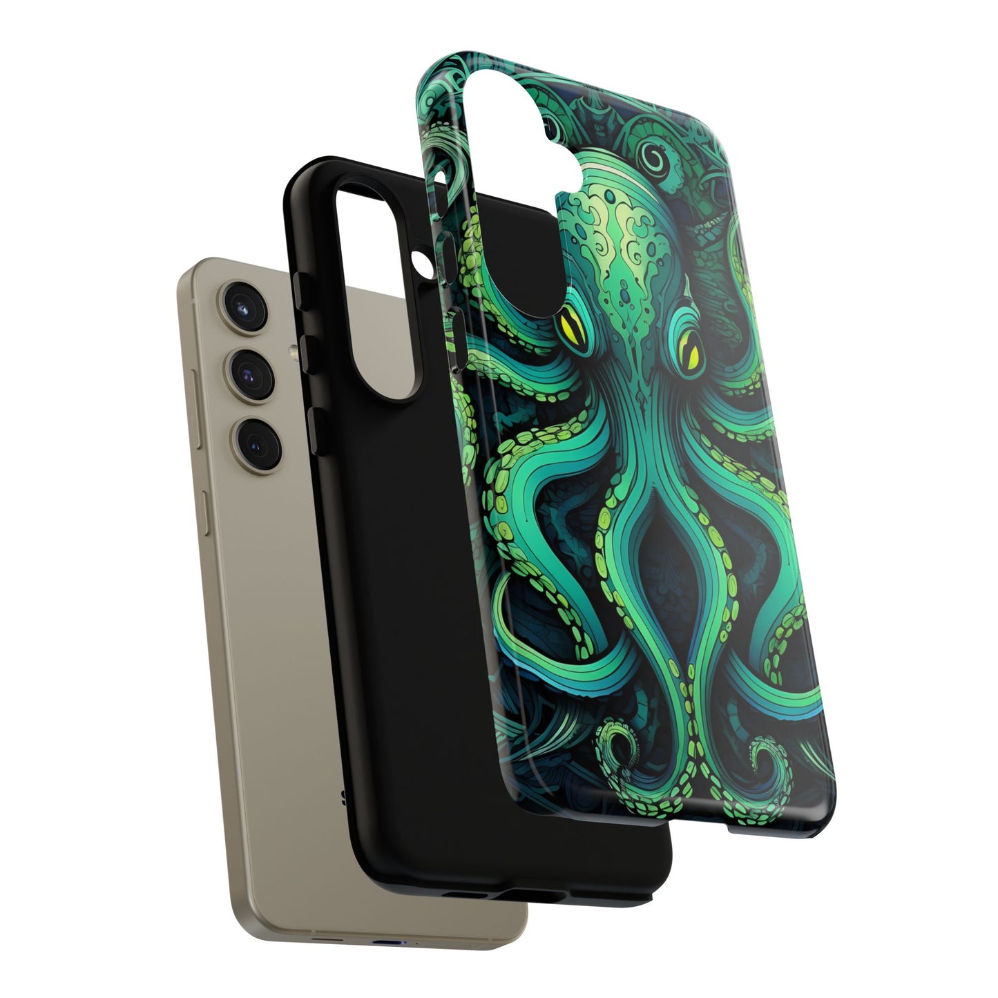 Vibrant Teal Octopus Tough Phone Case: Mandala-Inspired Art for iPhone, Samsung Galaxy & Google Pixel - Cracken Painting