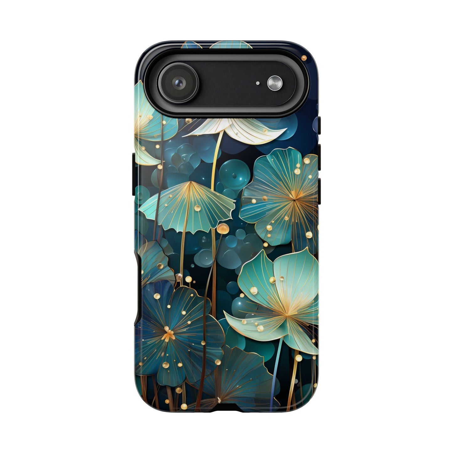 Teal Floral Tough Phone Case — Protective Botanical iPhone Cover