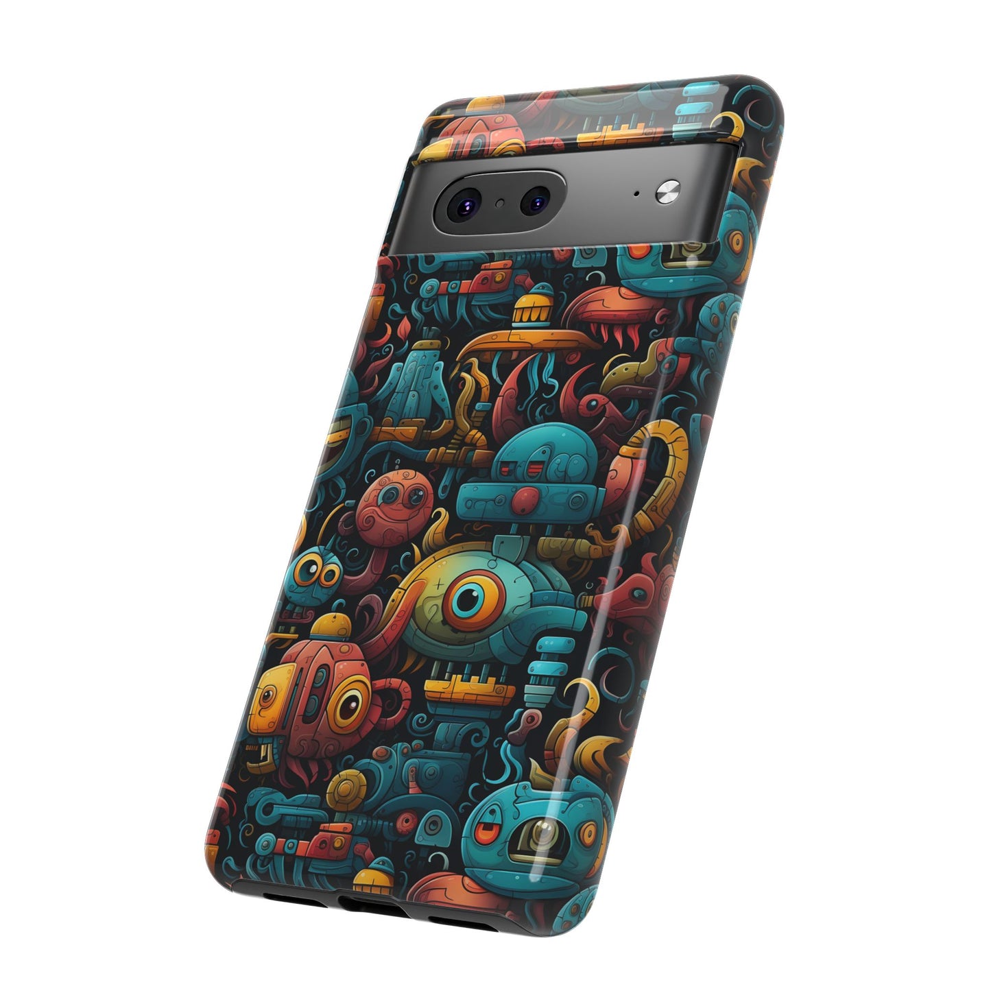 Whimsical Robots Tough Phone Case – Fantastical Mechanical Creatures Design for iPhone, Samsung Galaxy & Google Pixel