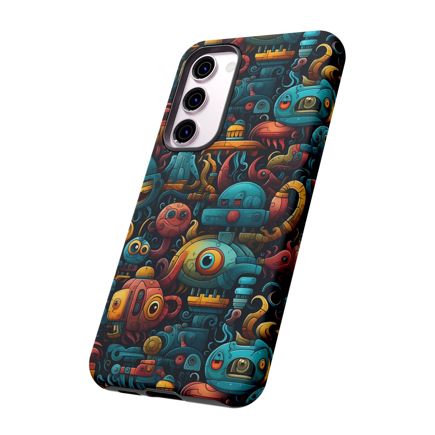 Whimsical Robots Tough Phone Case – Fantastical Mechanical Creatures Design for iPhone, Samsung Galaxy & Google Pixel