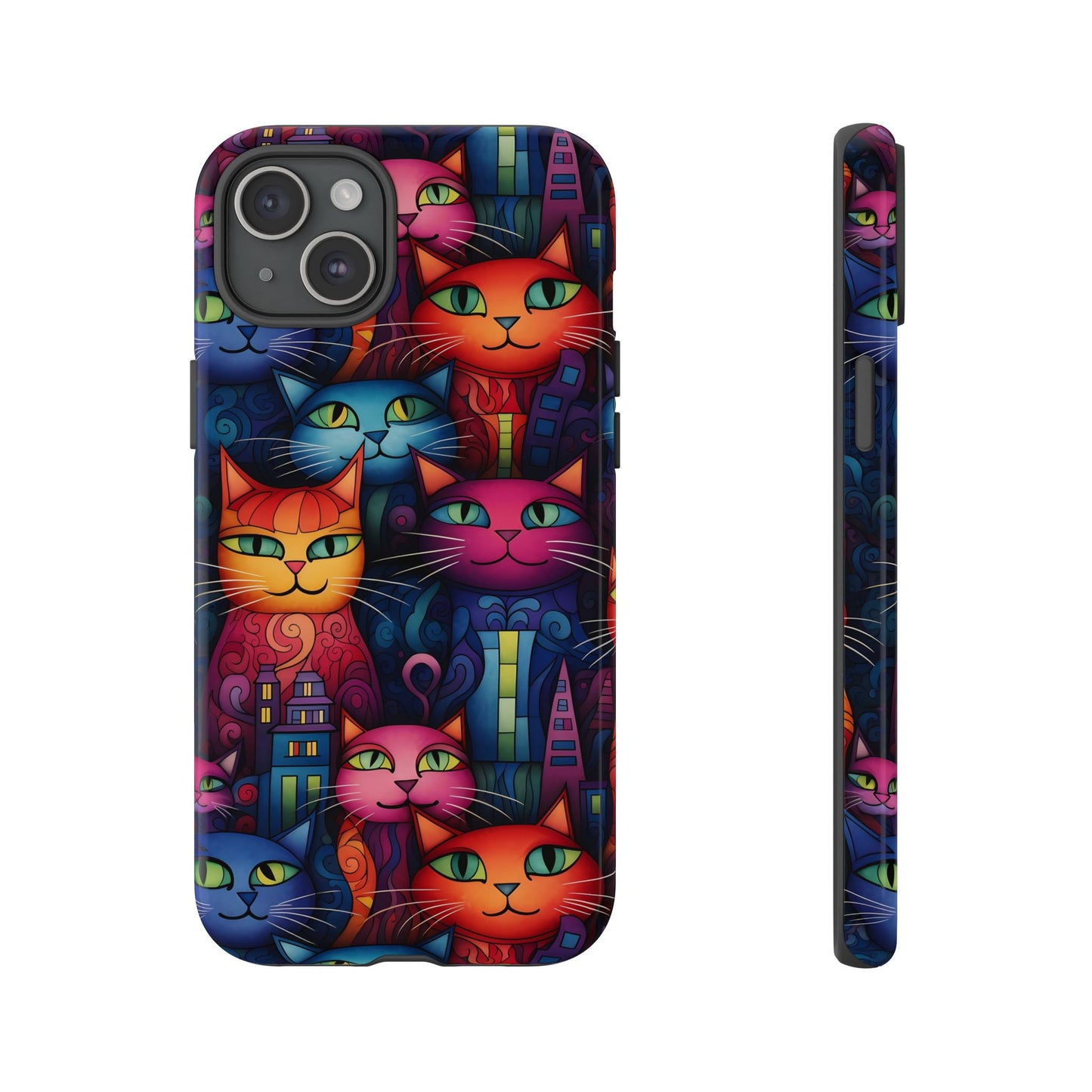 Cat-opolis Tough Phone Case: Fantastical Feline City Scape Mobile Phone Protection for iPhone, Samsung Galaxy & Google Pixel Whimsical Art