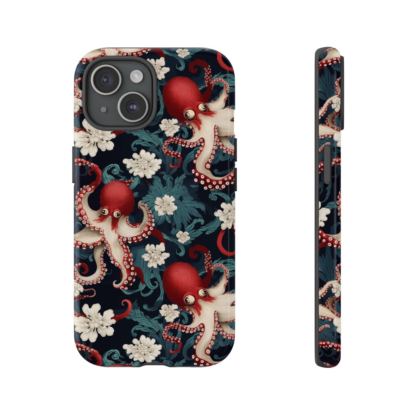 Octopus Floral Phone Case | Japanese Style Marine Pattern Protective Case