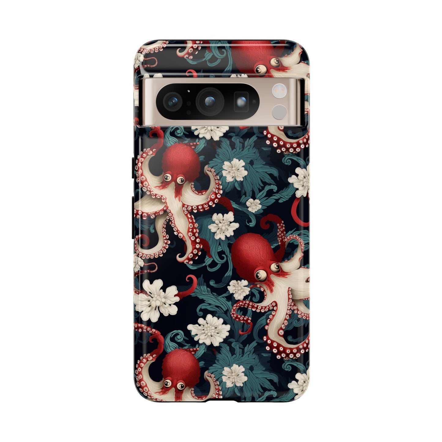 Octopus Floral Phone Case | Japanese Style Marine Pattern Protective Case