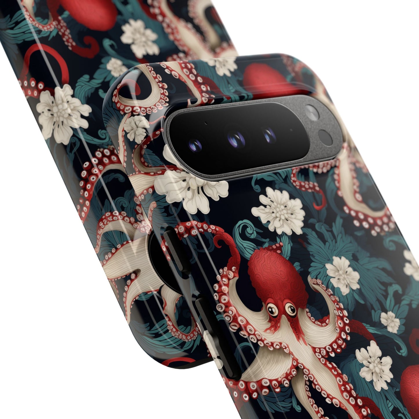 Octopus Floral Phone Case | Japanese Style Marine Pattern Protective Case