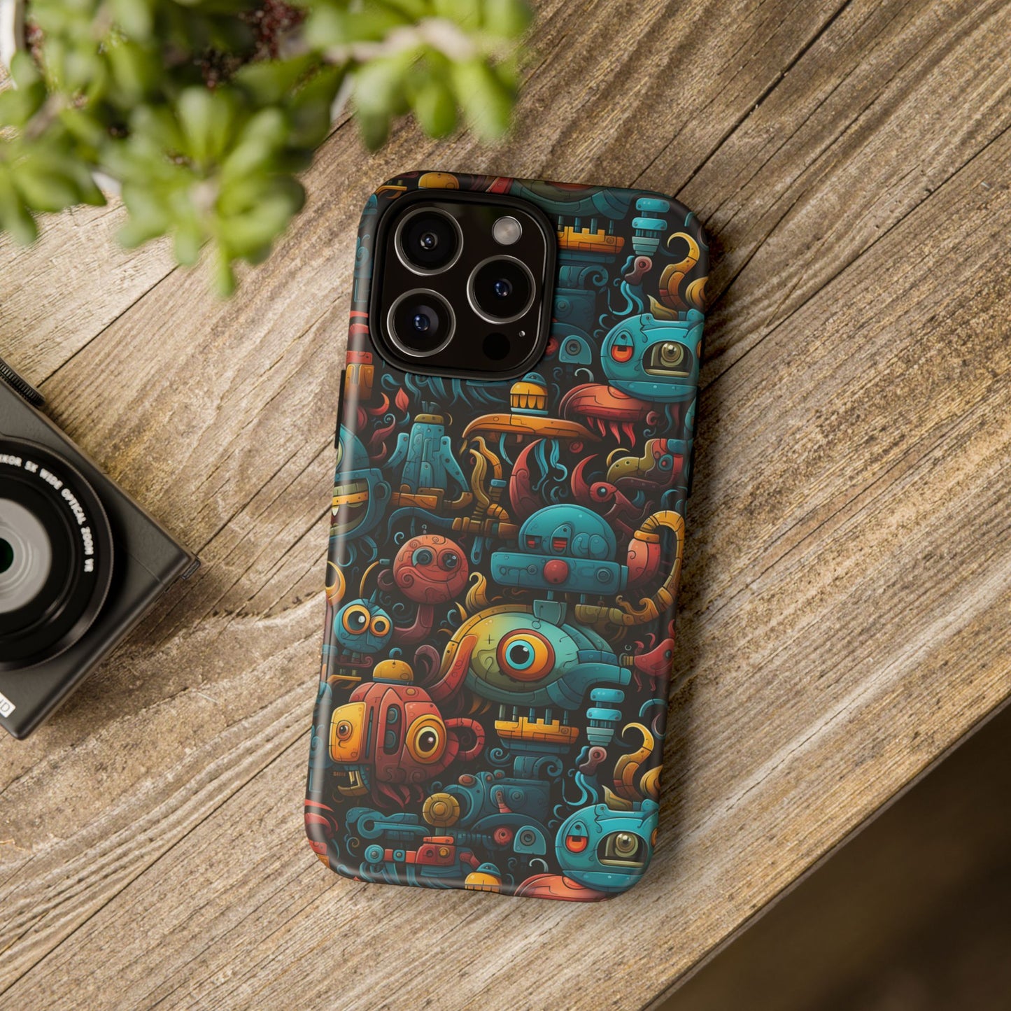 Whimsical Robots Tough Phone Case – Fantastical Mechanical Creatures Design for iPhone, Samsung Galaxy & Google Pixel