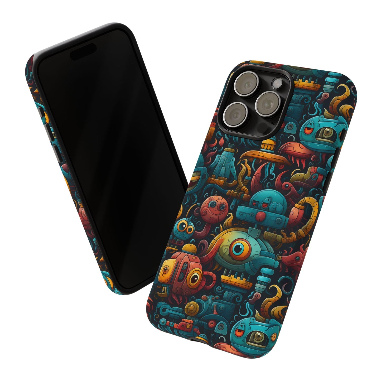 Whimsical Robots Tough Phone Case – Fantastical Mechanical Creatures Design for iPhone, Samsung Galaxy & Google Pixel