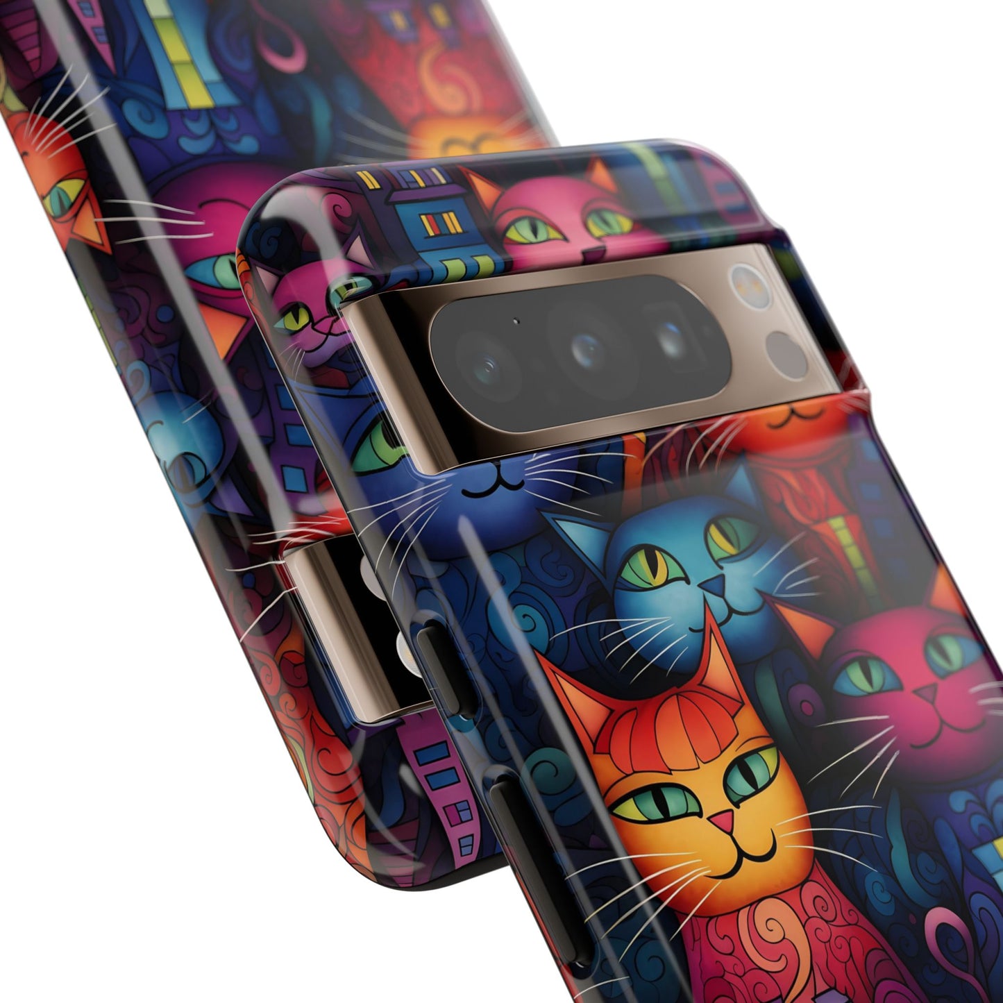 Cat-opolis Tough Phone Case: Fantastical Feline City Scape Mobile Phone Protection for iPhone, Samsung Galaxy & Google Pixel Whimsical Art