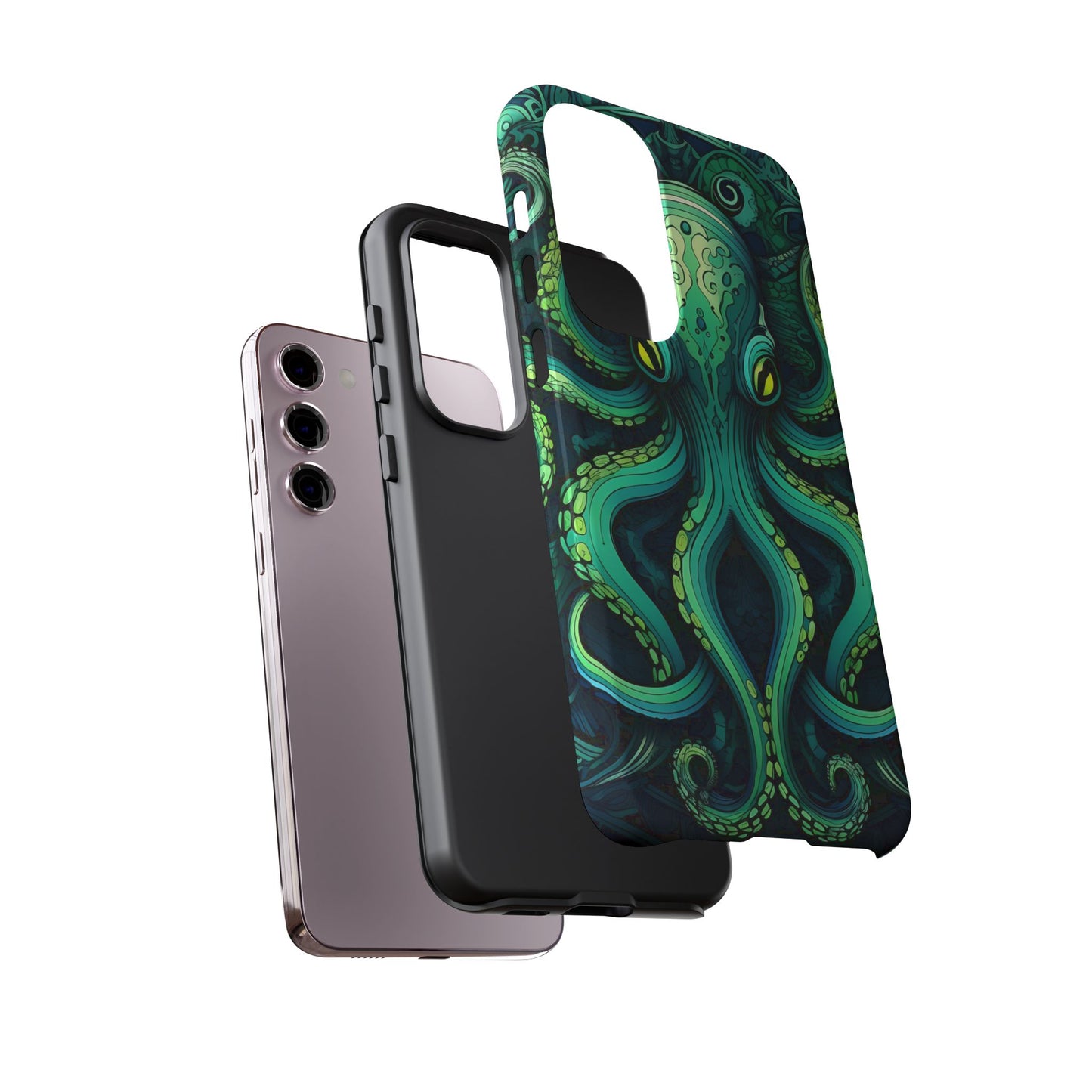 Vibrant Teal Octopus Tough Phone Case: Mandala-Inspired Art for iPhone, Samsung Galaxy & Google Pixel - Cracken Painting