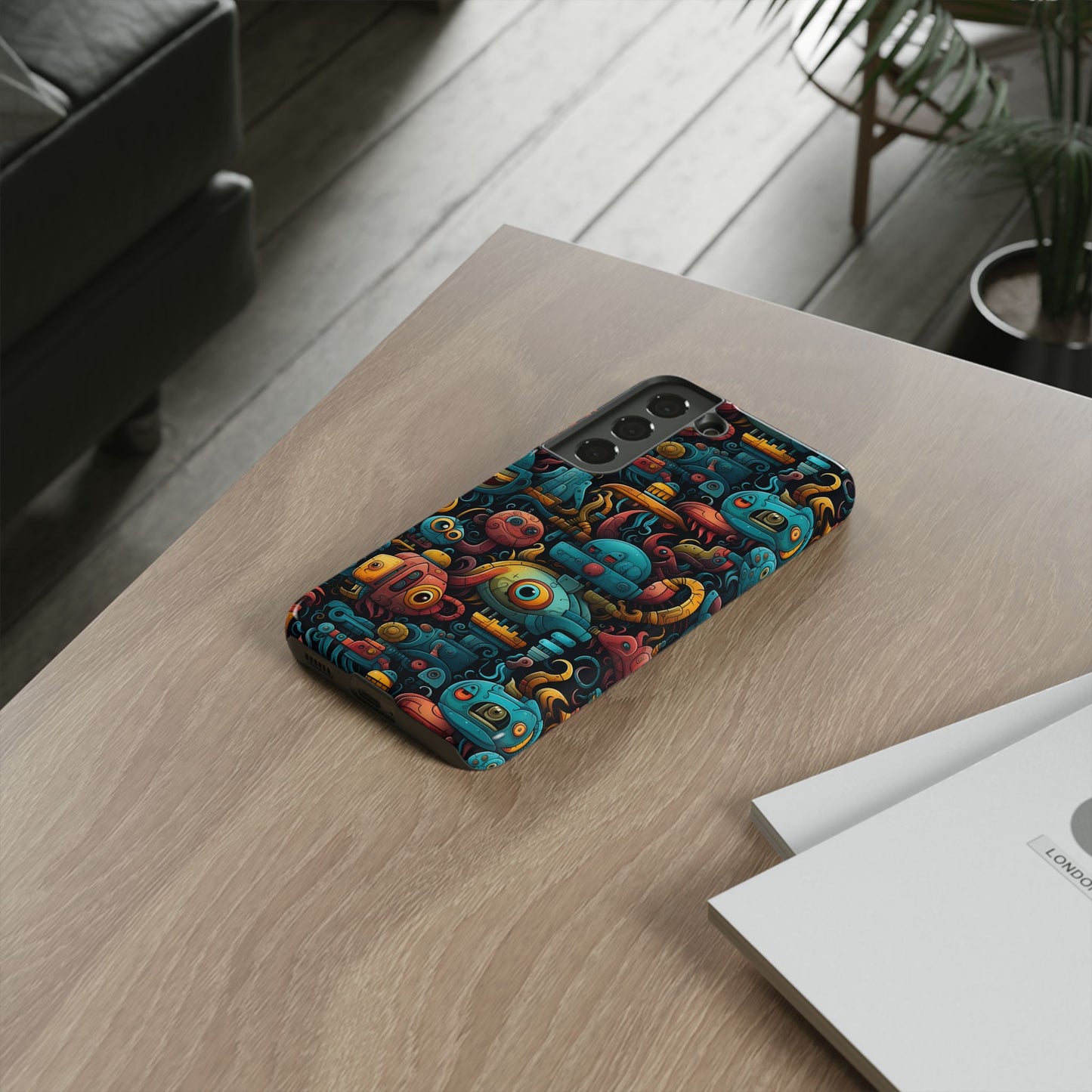 Whimsical Robots Tough Phone Case – Fantastical Mechanical Creatures Design for iPhone, Samsung Galaxy & Google Pixel