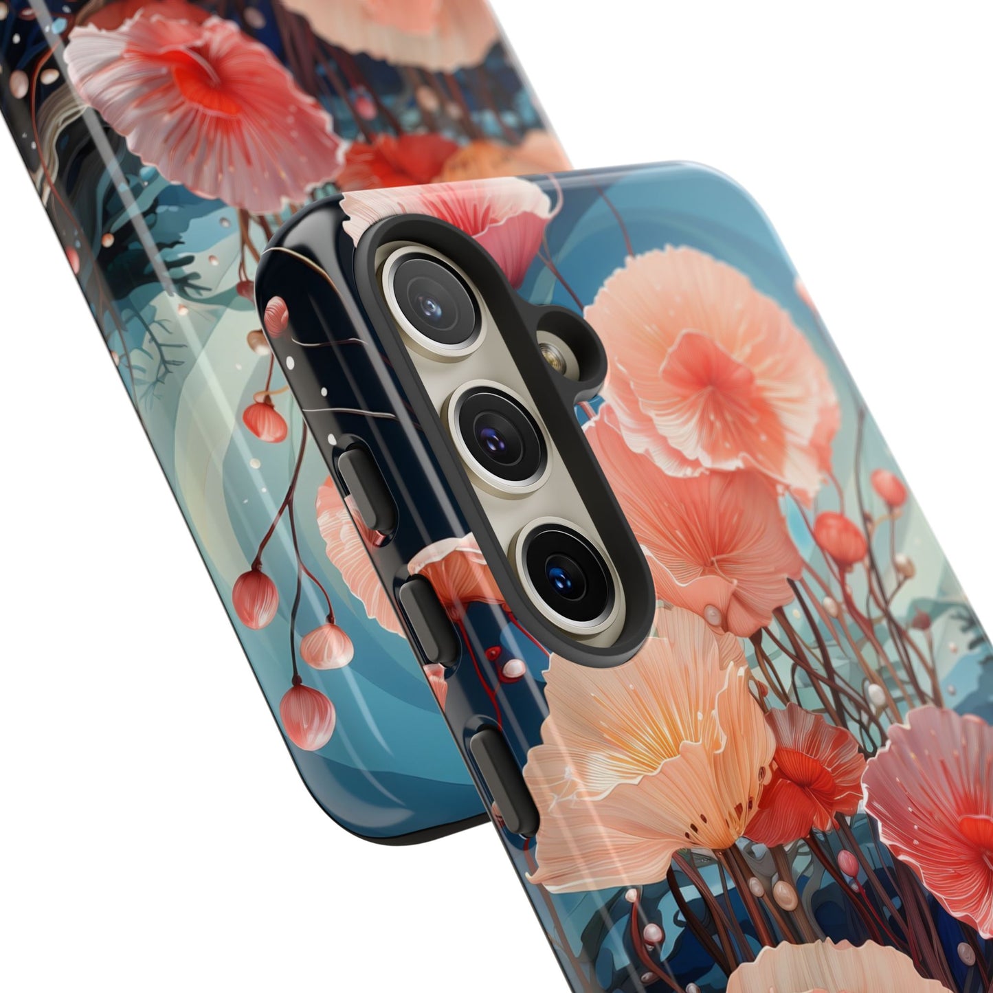 Blooming Poppies Tough Phone Case – Underwater Nocturnal Floral Design for iPhone, Samsung Galaxy & Google Pixel