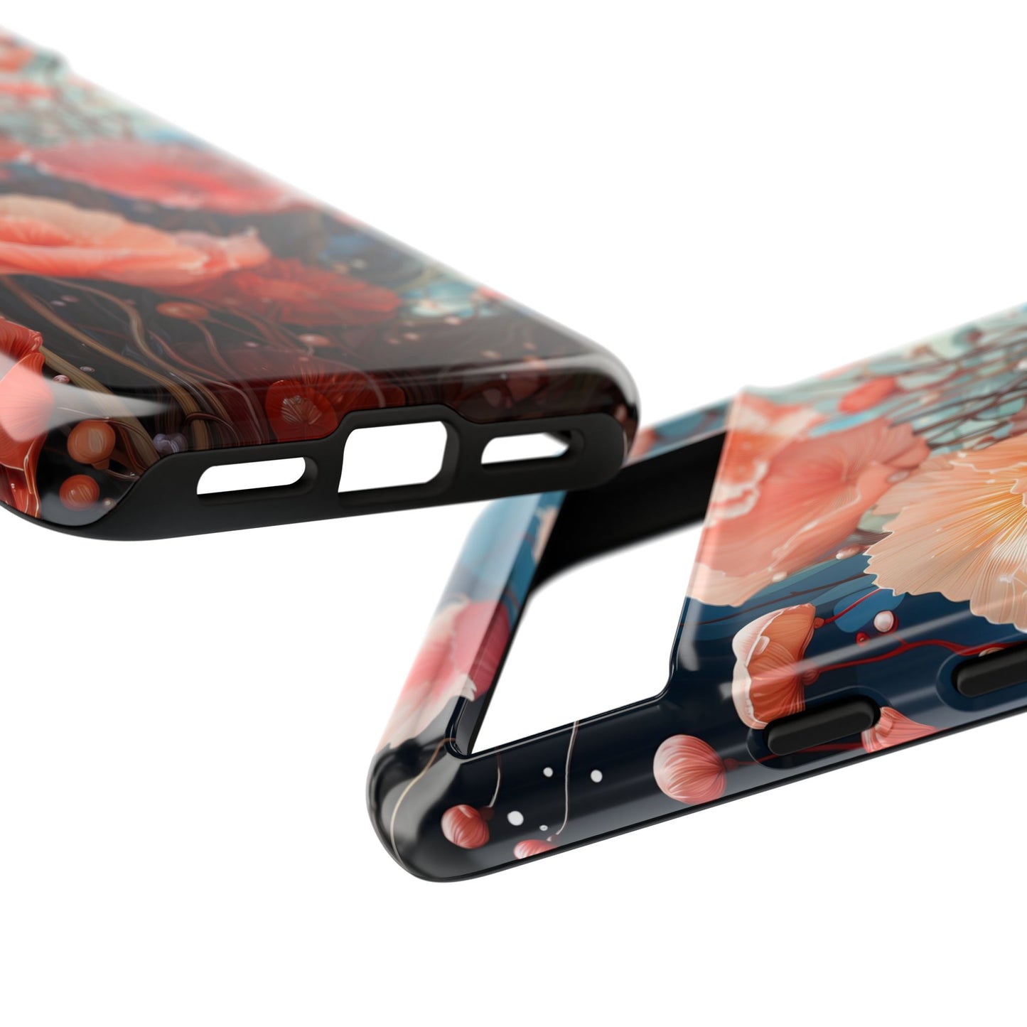 Blooming Poppies Tough Phone Case – Underwater Nocturnal Floral Design for iPhone, Samsung Galaxy & Google Pixel