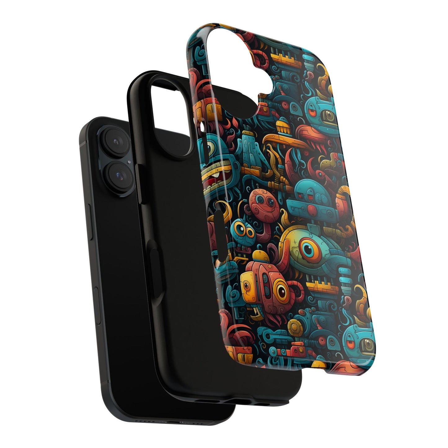 Whimsical Robots Tough Phone Case – Fantastical Mechanical Creatures Design for iPhone, Samsung Galaxy & Google Pixel
