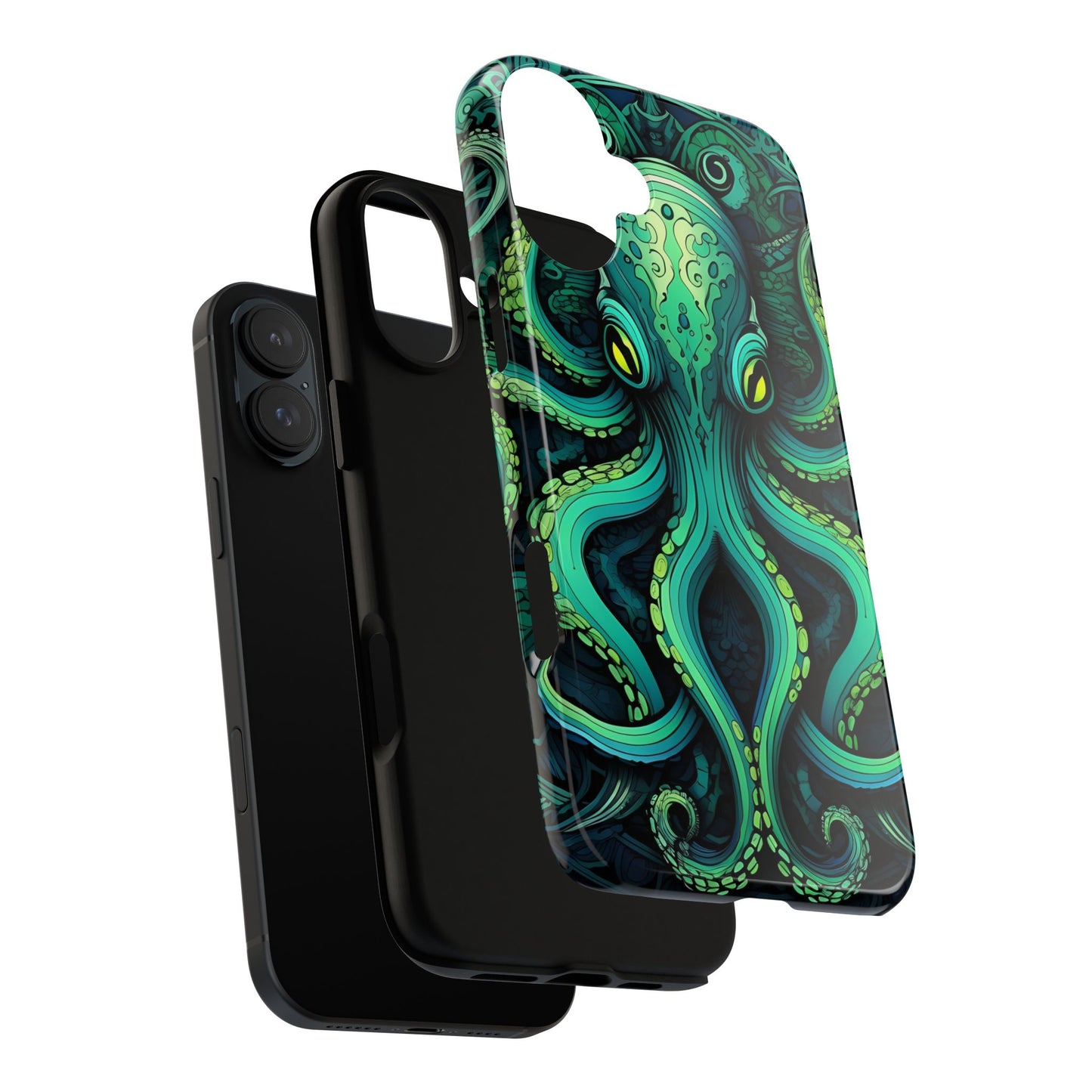 Vibrant Teal Octopus Tough Phone Case: Mandala-Inspired Art for iPhone, Samsung Galaxy & Google Pixel - Cracken Painting