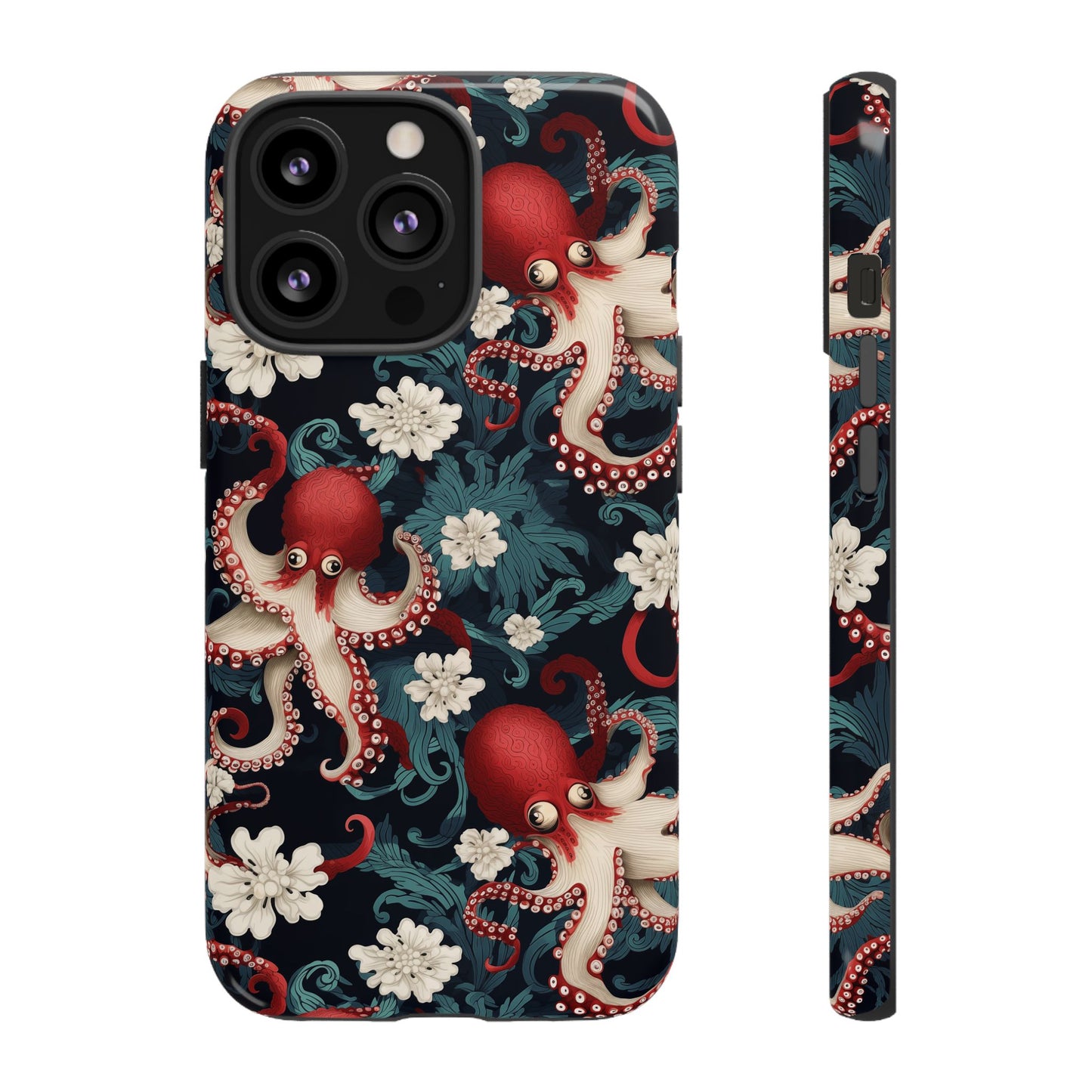 Octopus Floral Phone Case | Japanese Style Marine Pattern Protective Case