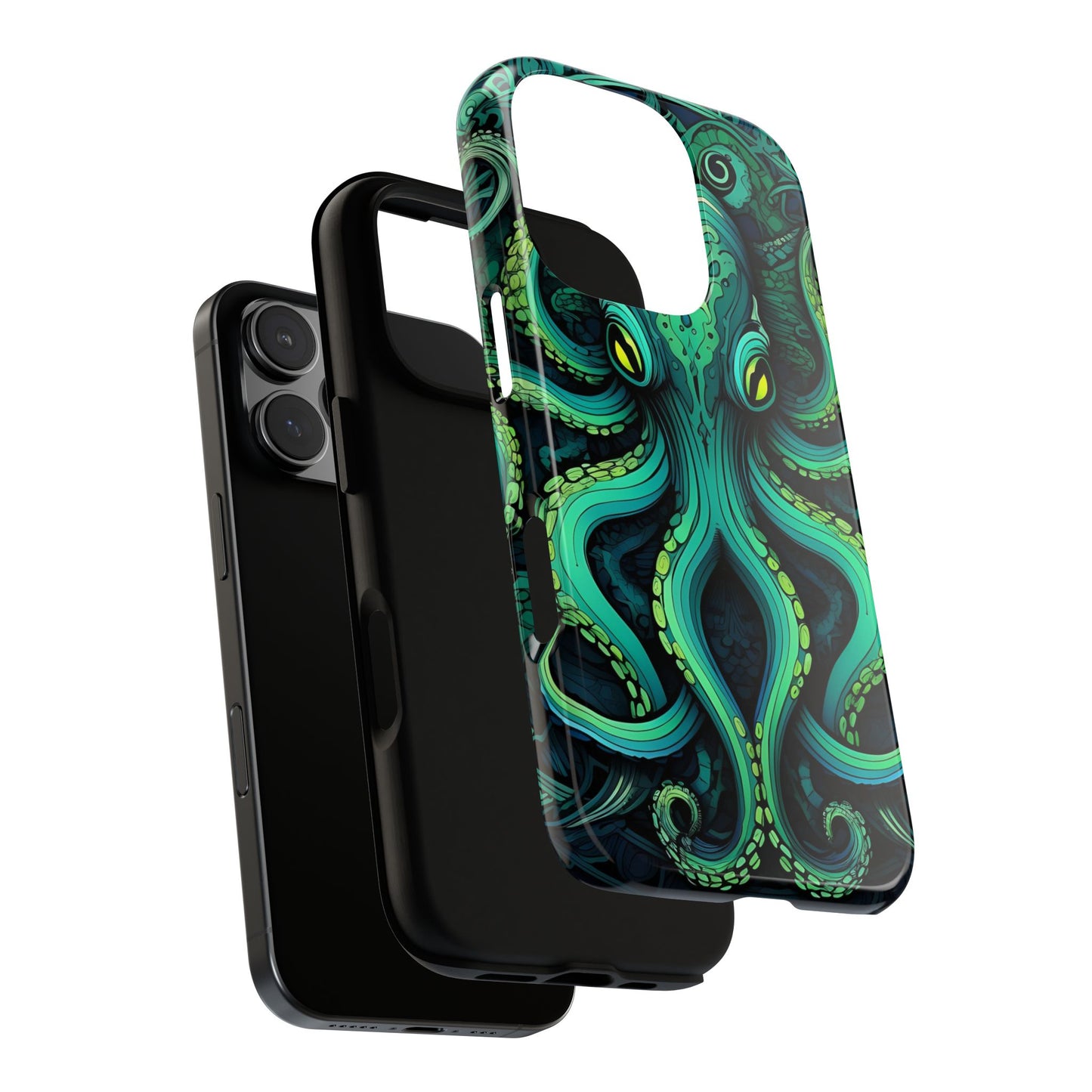 Vibrant Teal Octopus Tough Phone Case: Mandala-Inspired Art for iPhone, Samsung Galaxy & Google Pixel - Cracken Painting