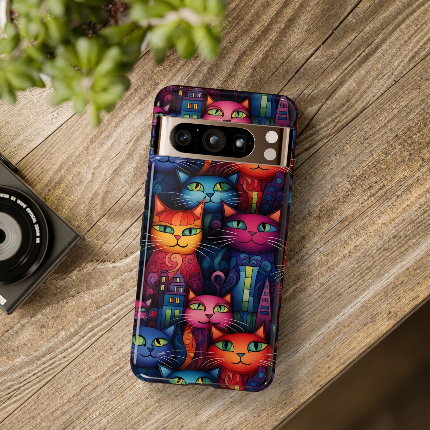 Cat-opolis Tough Phone Case: Fantastical Feline City Scape Mobile Phone Protection for iPhone, Samsung Galaxy & Google Pixel Whimsical Art