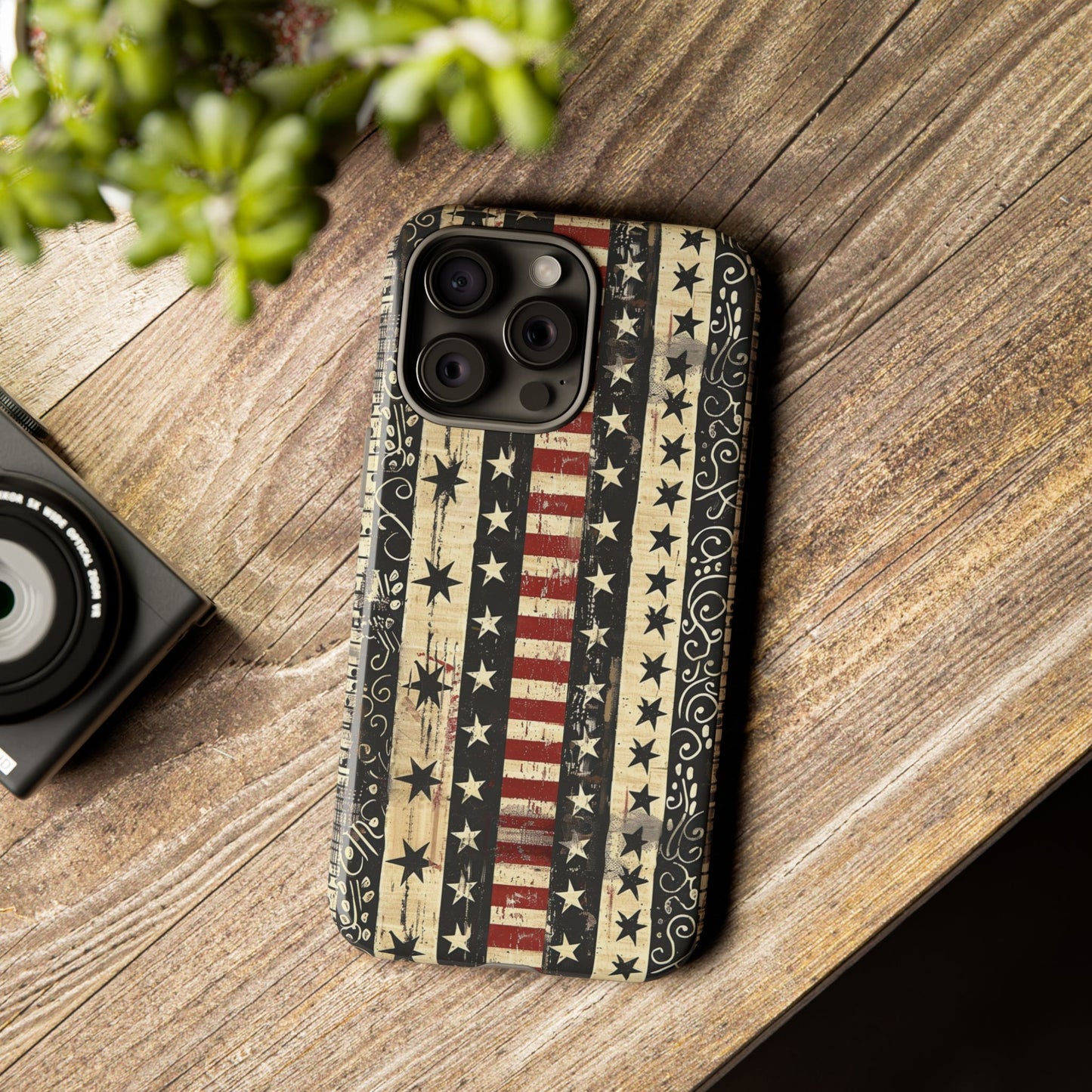 Vintage American Flag Phone Case — Patriotic Tough Case with Distressed Stars & Stripes