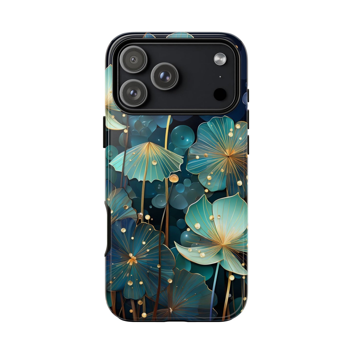Teal Floral Tough Phone Case — Protective Botanical iPhone Cover