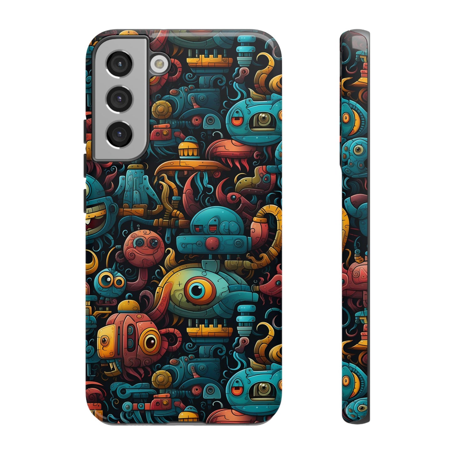 Whimsical Robots Tough Phone Case – Fantastical Mechanical Creatures Design for iPhone, Samsung Galaxy & Google Pixel