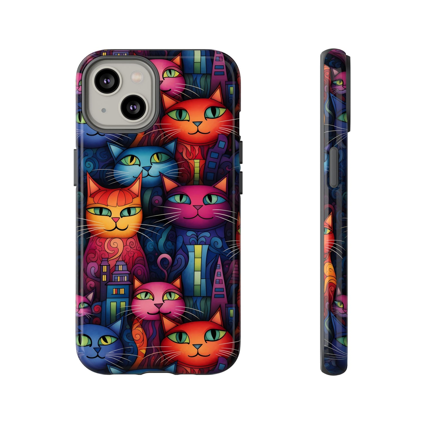 Cat-opolis Tough Phone Case: Fantastical Feline City Scape Mobile Phone Protection for iPhone, Samsung Galaxy & Google Pixel Whimsical Art