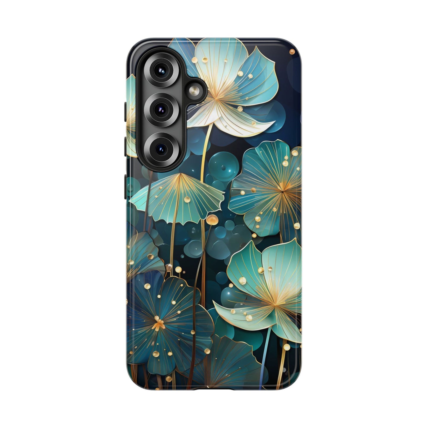 Teal Floral Tough Phone Case — Protective Botanical iPhone Cover