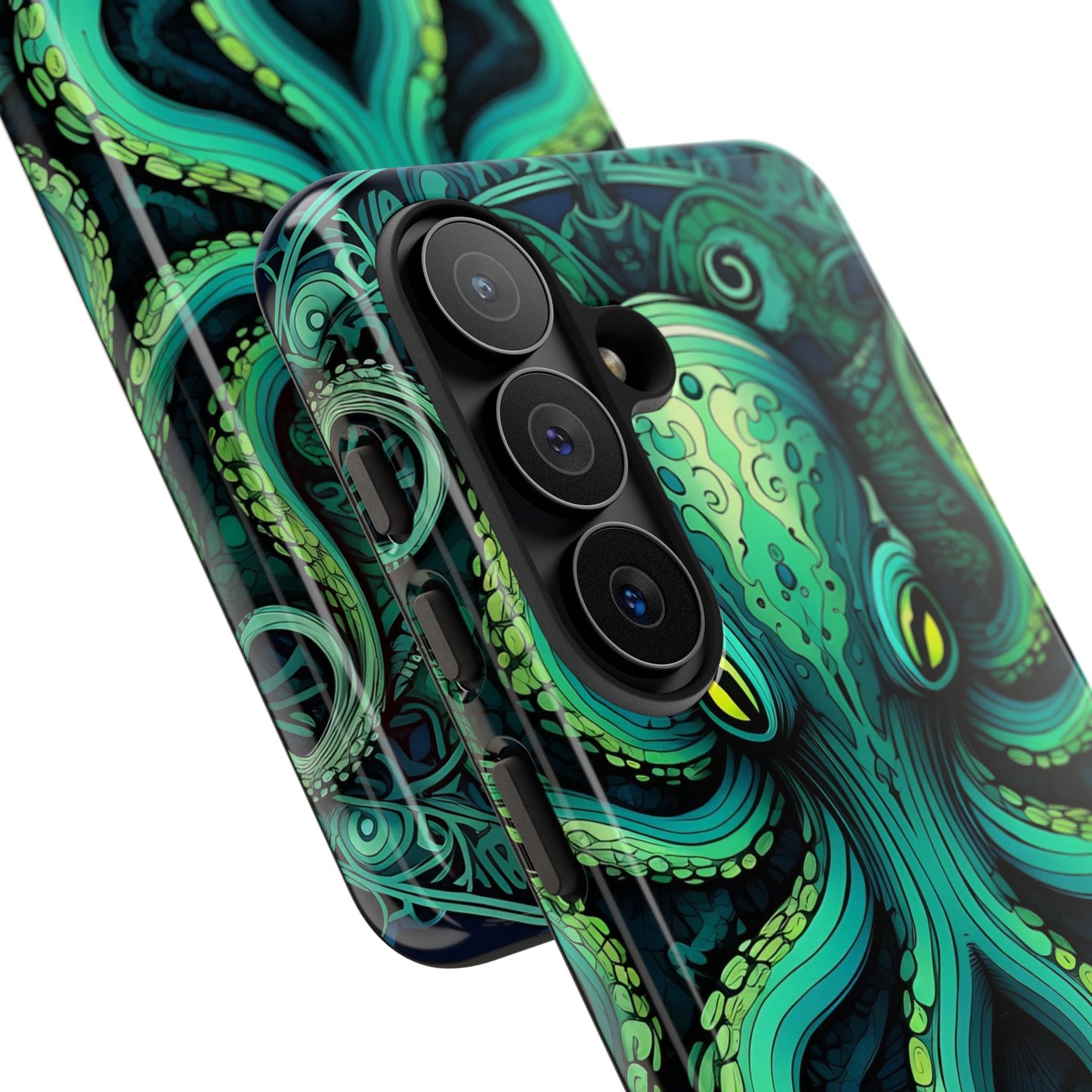 Vibrant Teal Octopus Tough Phone Case: Mandala-Inspired Art for iPhone, Samsung Galaxy & Google Pixel - Cracken Painting